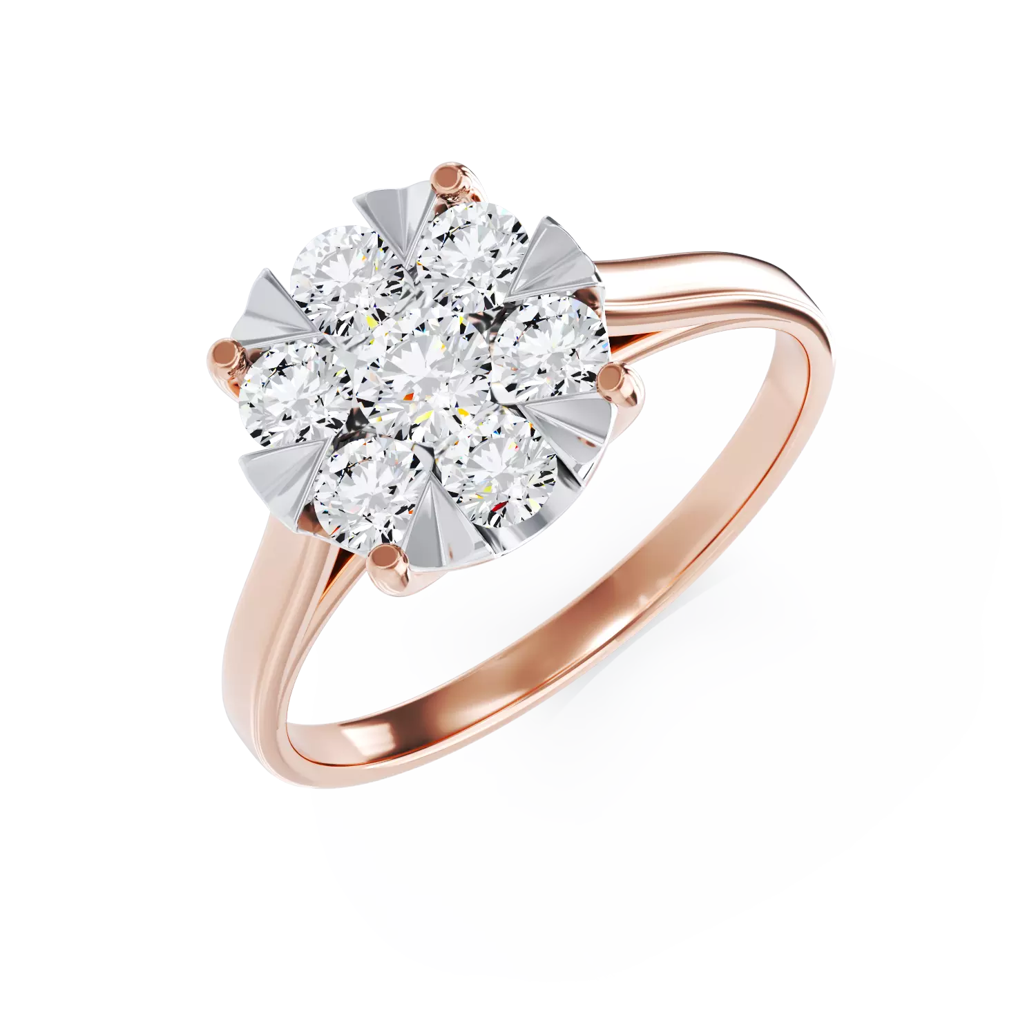 Годежен пръстен от розово злато 18K с диаманти 0.5ct