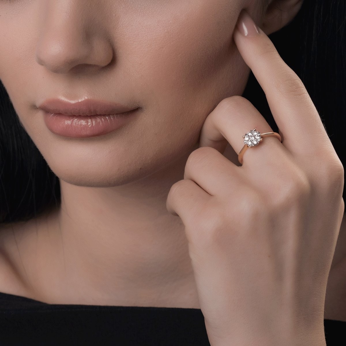 Eljegyzési gyűrű 18K-os rózsaszín aranyból 7 darab 0.5ct gyémánttal
