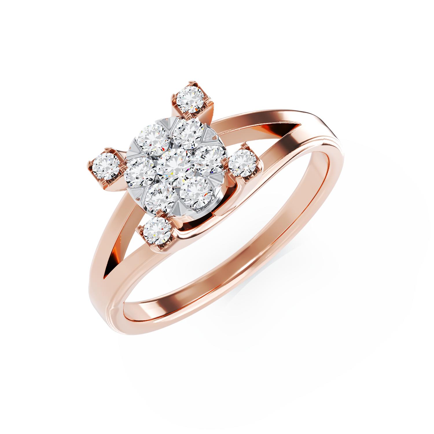 18K rózsaszín arany eljegyzési gyűrű 0.5ct gyémántokkal