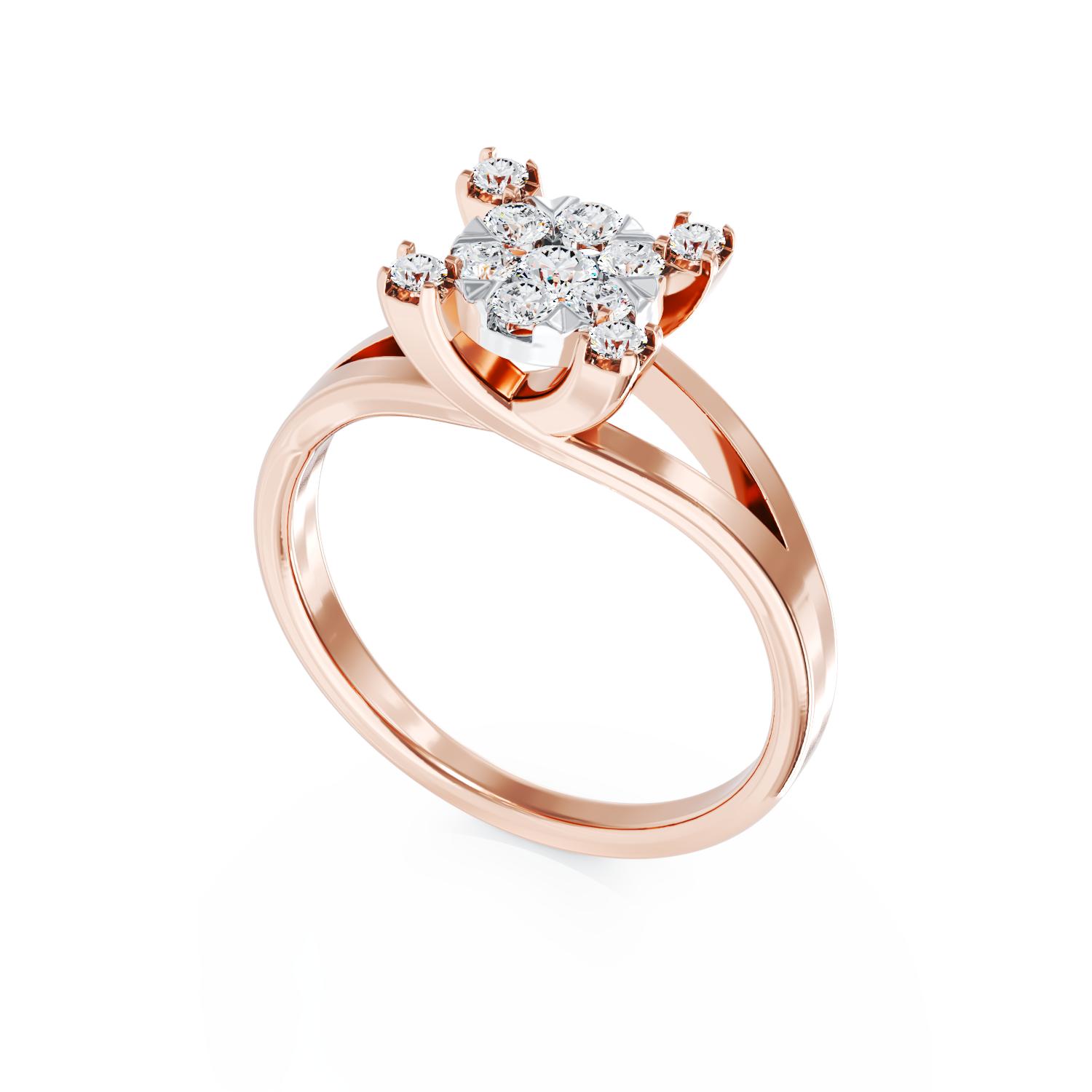 18K rózsaszín arany eljegyzési gyűrű 0.5ct gyémántokkal