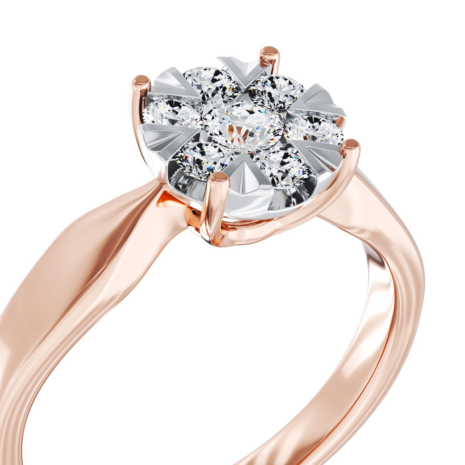 Eljegyzési gyűrű 18K-os rózsaszín aranyból 7 darab 0.34ct gyémánttal