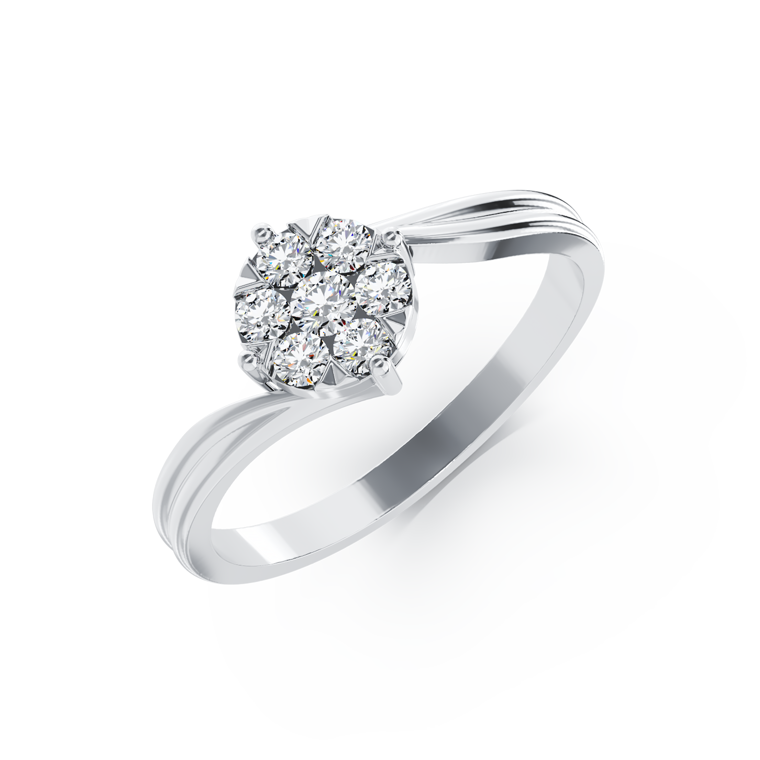 Inel de logodna din aur alb de 18K cu diamante de 0.34ct 0.34ct