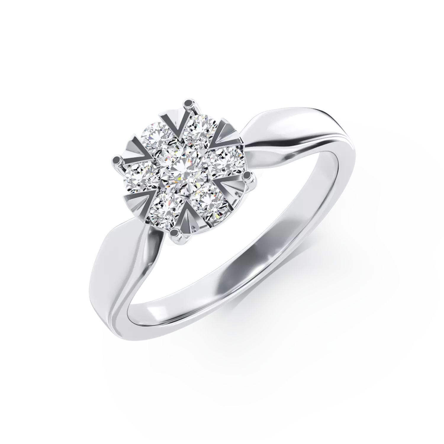 Eljegyzési gyűrű 18K-os fehér aranyból 7 darab 0.34ct gyémánttal