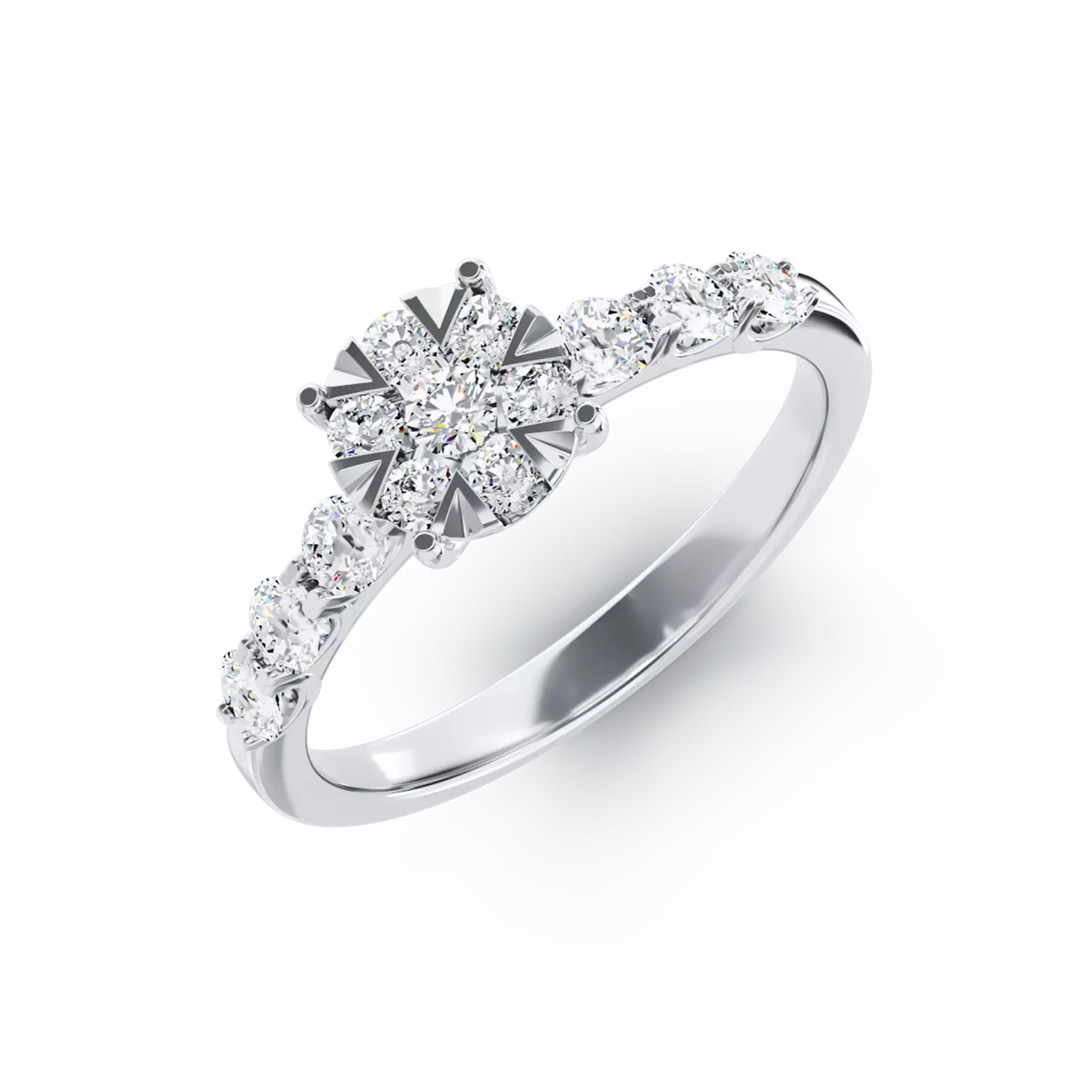 Inel de logodna din aur alb de 18K cu diamante de 0.84ct