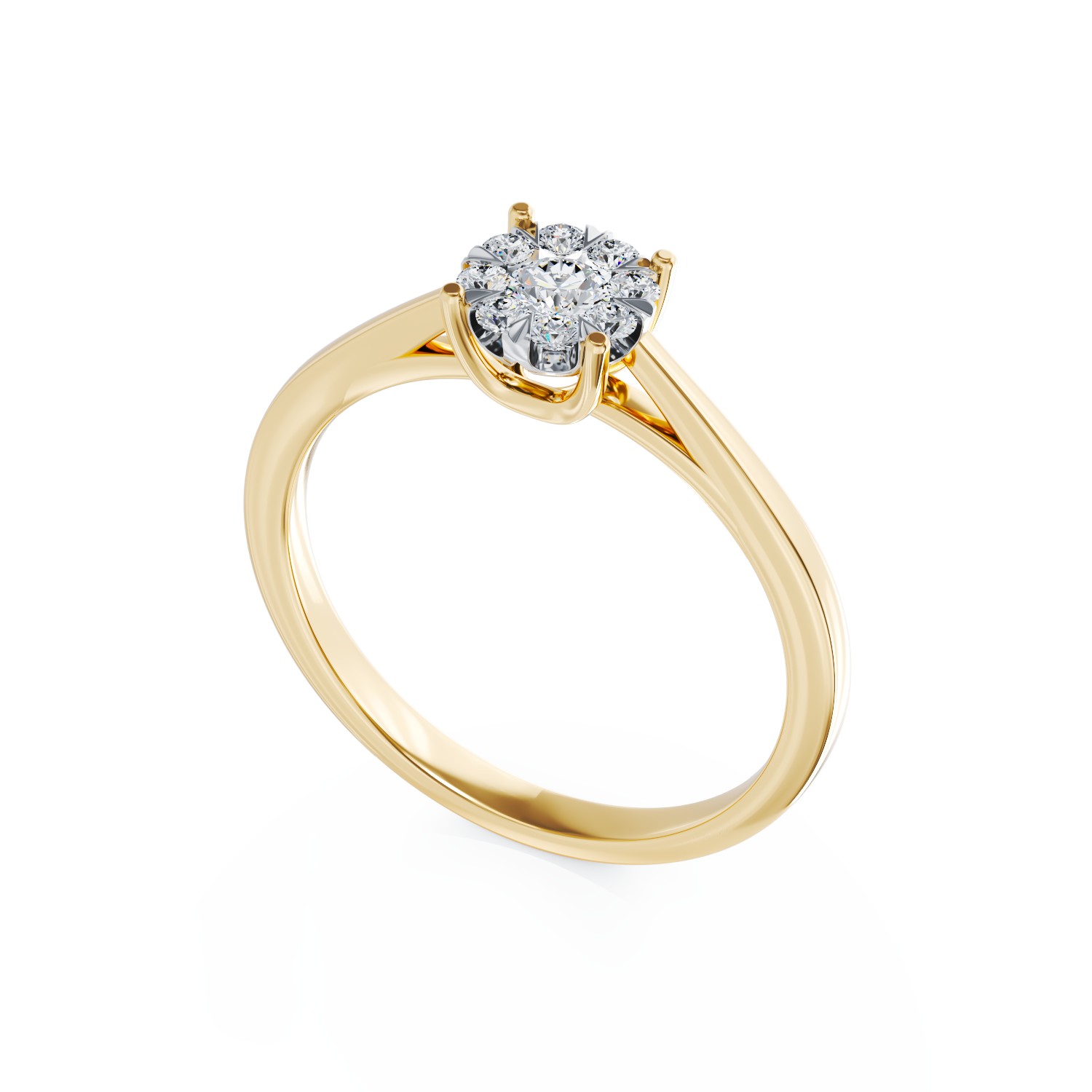 Inel de logodna din aur galben de 18K cu diamante de 0.34ct
