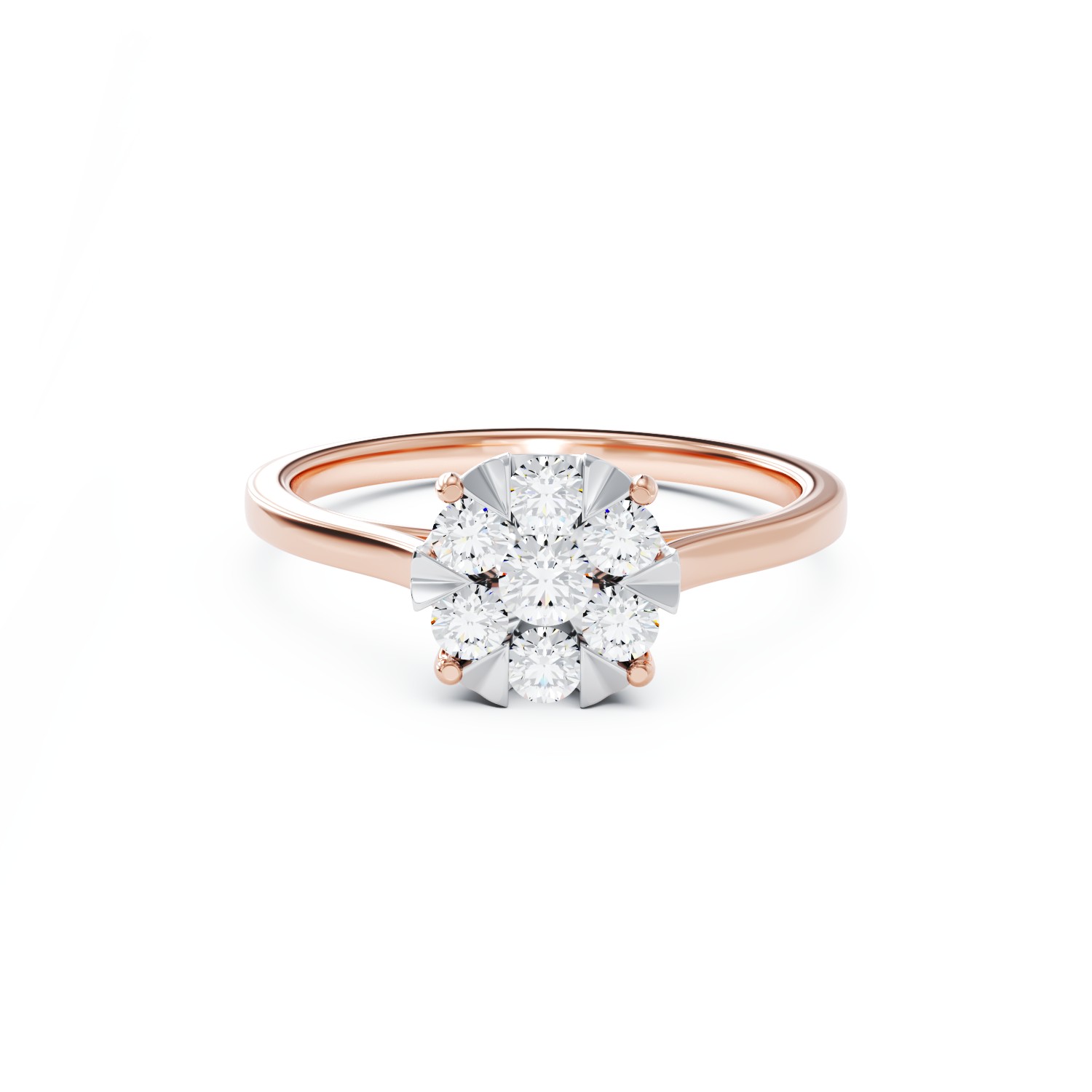 Годежен пръстен от розово злато 18K с диаманти 0.25ct