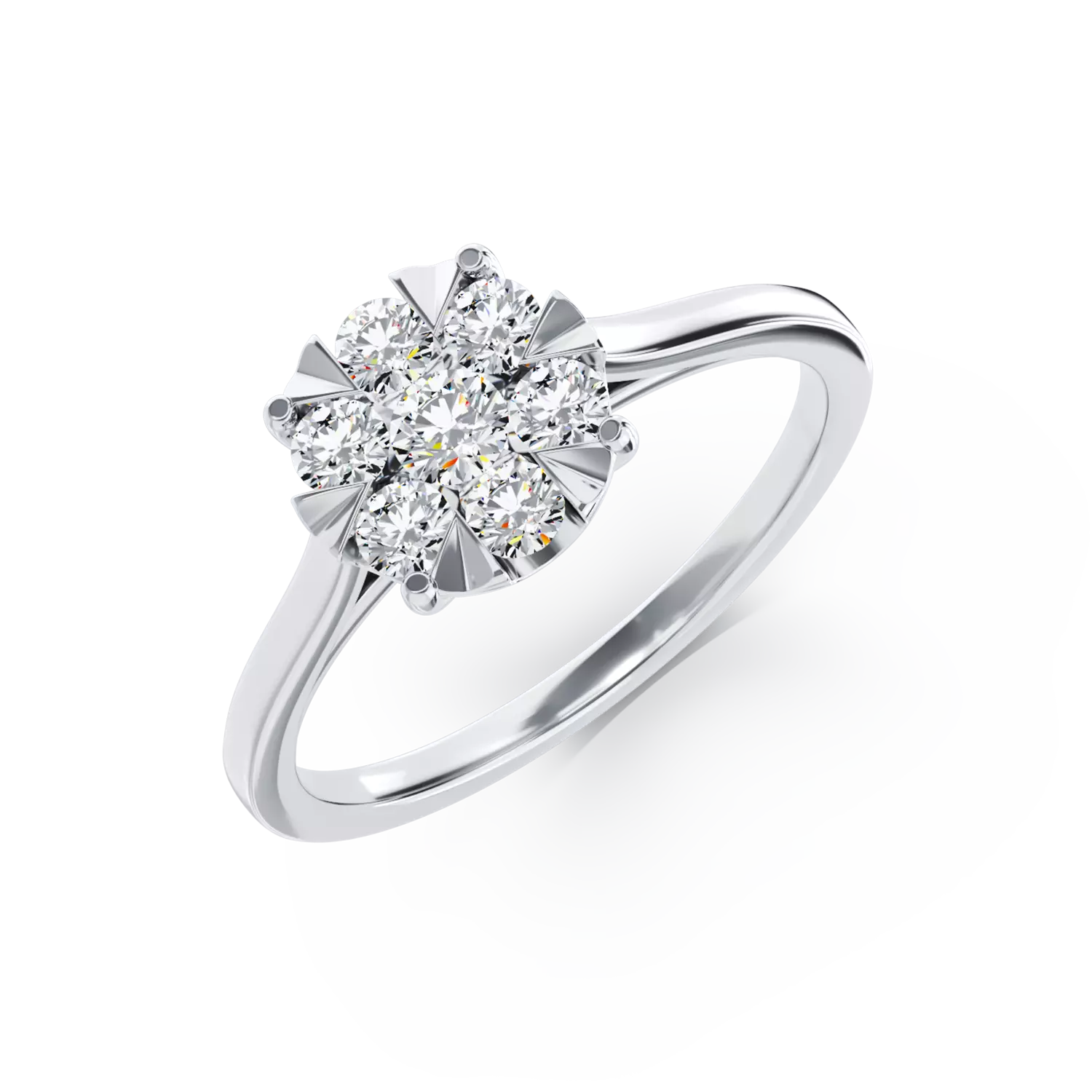 Eljegyzési gyűrű 18K-os fehér aranyból 7 darab 0,34ct gyémánttal