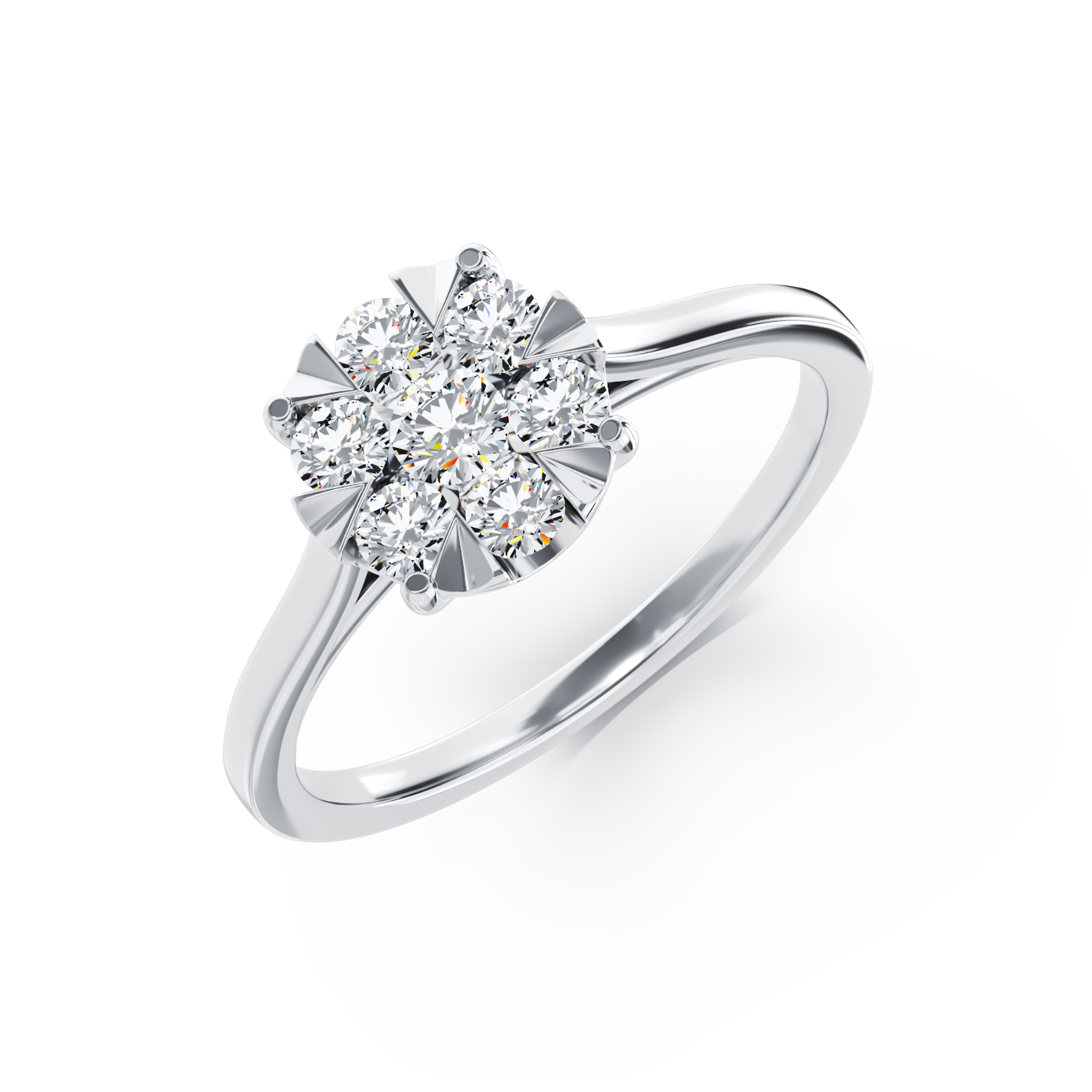 Poze Inel de logodna din aur alb de 18K cu diamante de 0.34ct