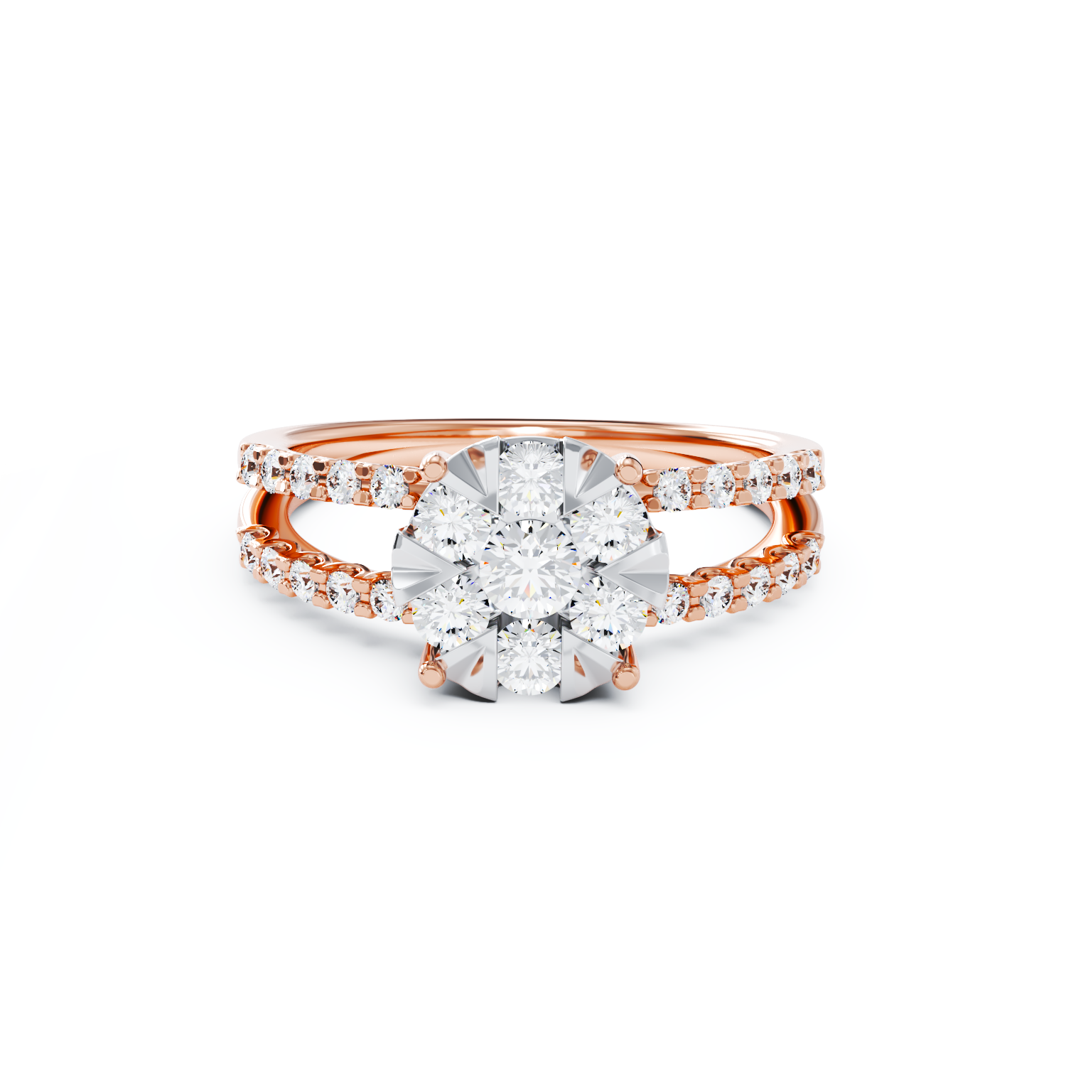 Poze Inel de logodna din aur roz de 18K cu diamante de 1ct