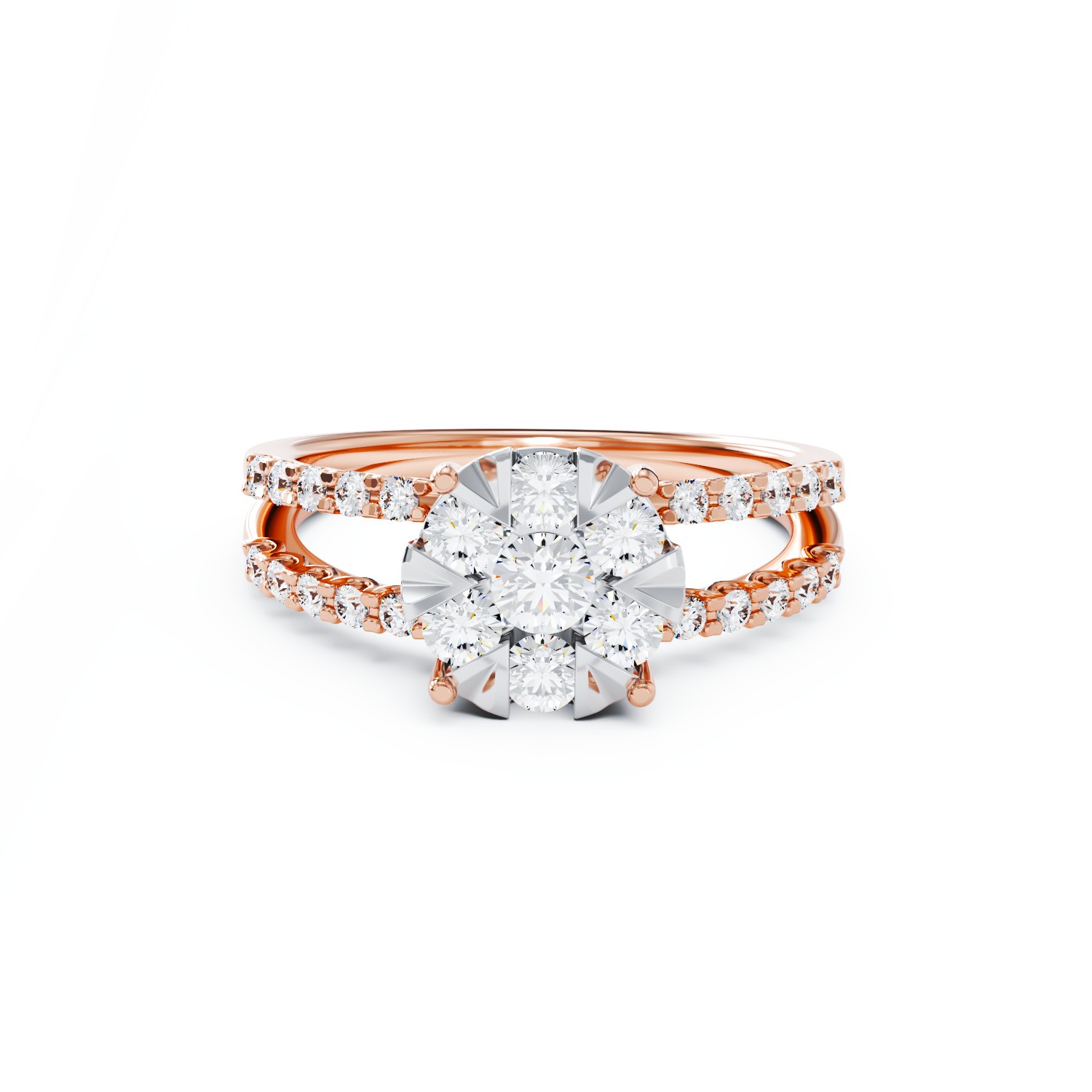 Eljegyzési gyűrű 18K-os rózsaszín aranyból 27 darab 1ct gyémánttal