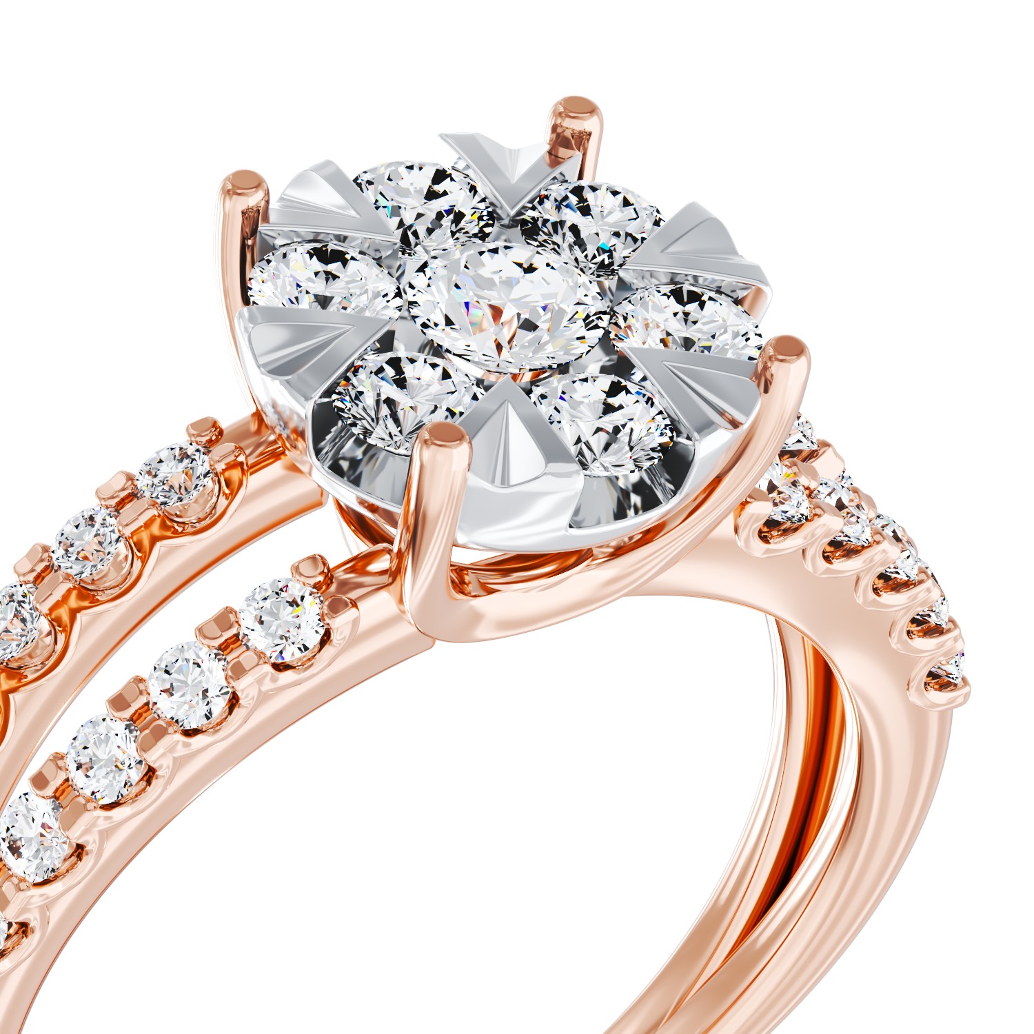 Eljegyzési gyűrű 18K-os rózsaszín aranyból 27 darab 1ct gyémánttal