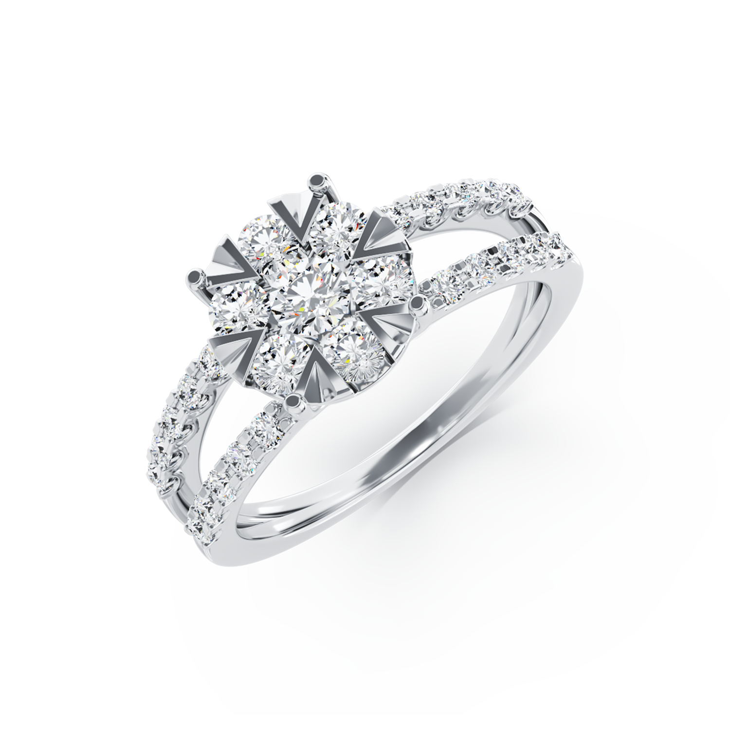 Inel de logodna din aur alb de 18K cu diamante de 1ct 18K poza noua reduceri 2022