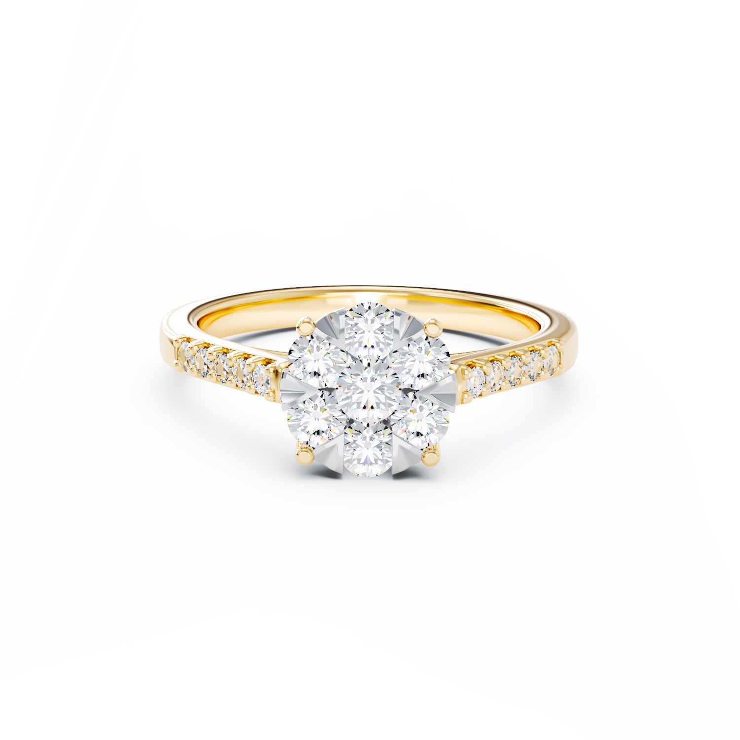 Годежен пръстен от жълто злато с диаманти 0.5кт