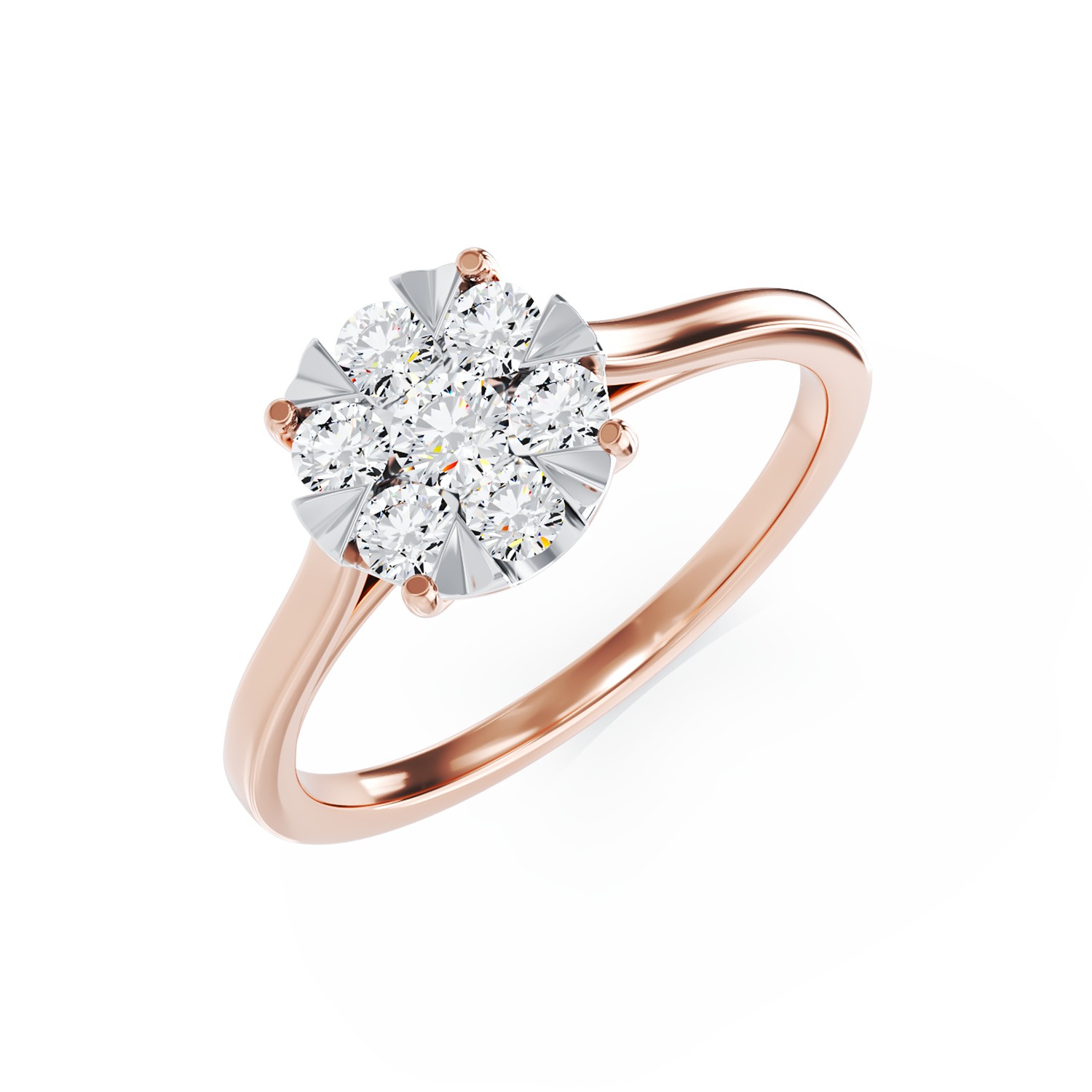 Годежен пръстен от розово злато 18K с диаманти 0.2ct