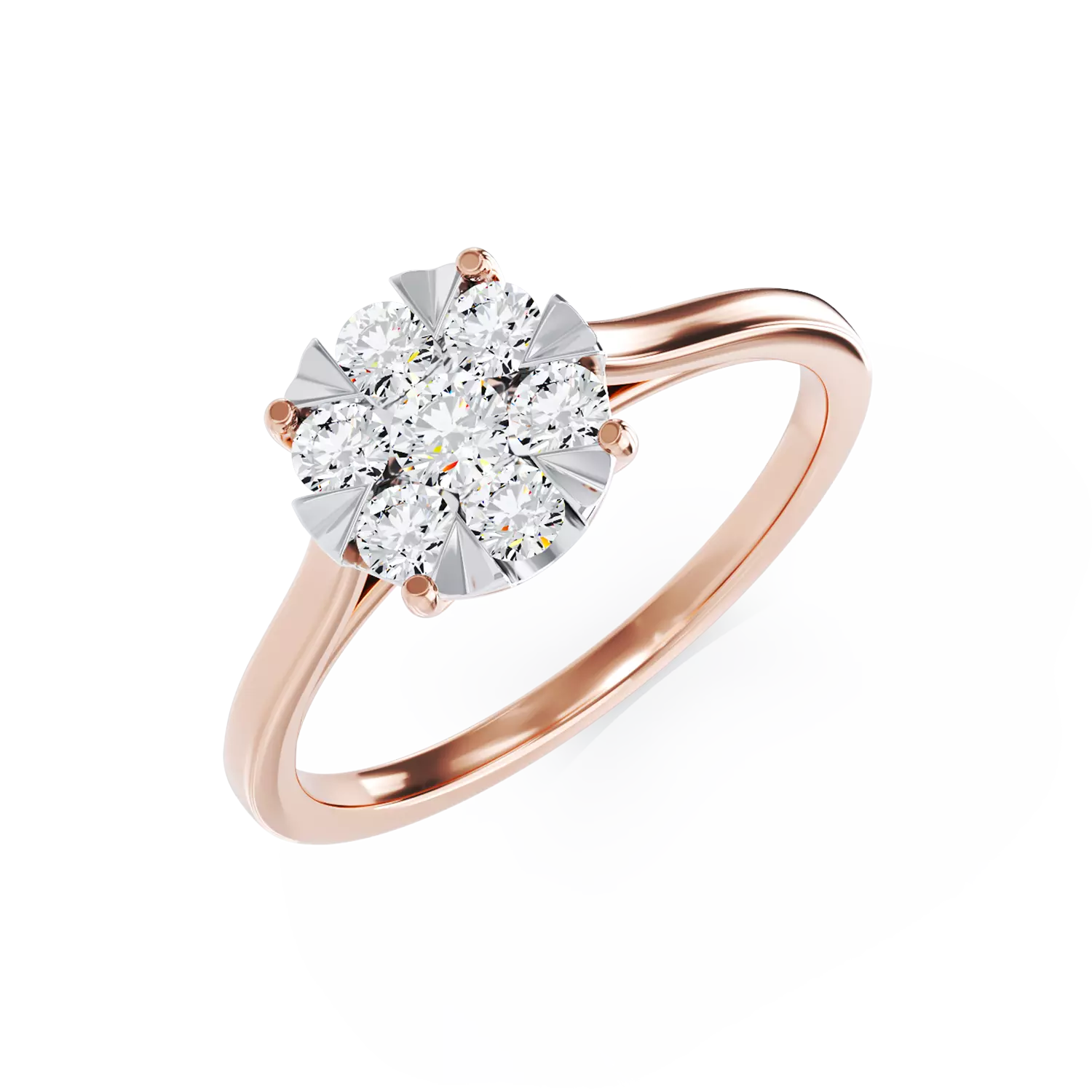 Eljegyzési gyűrű 18K-os rózsaszín aranyból 9 darab 0.2ct gyémánttal