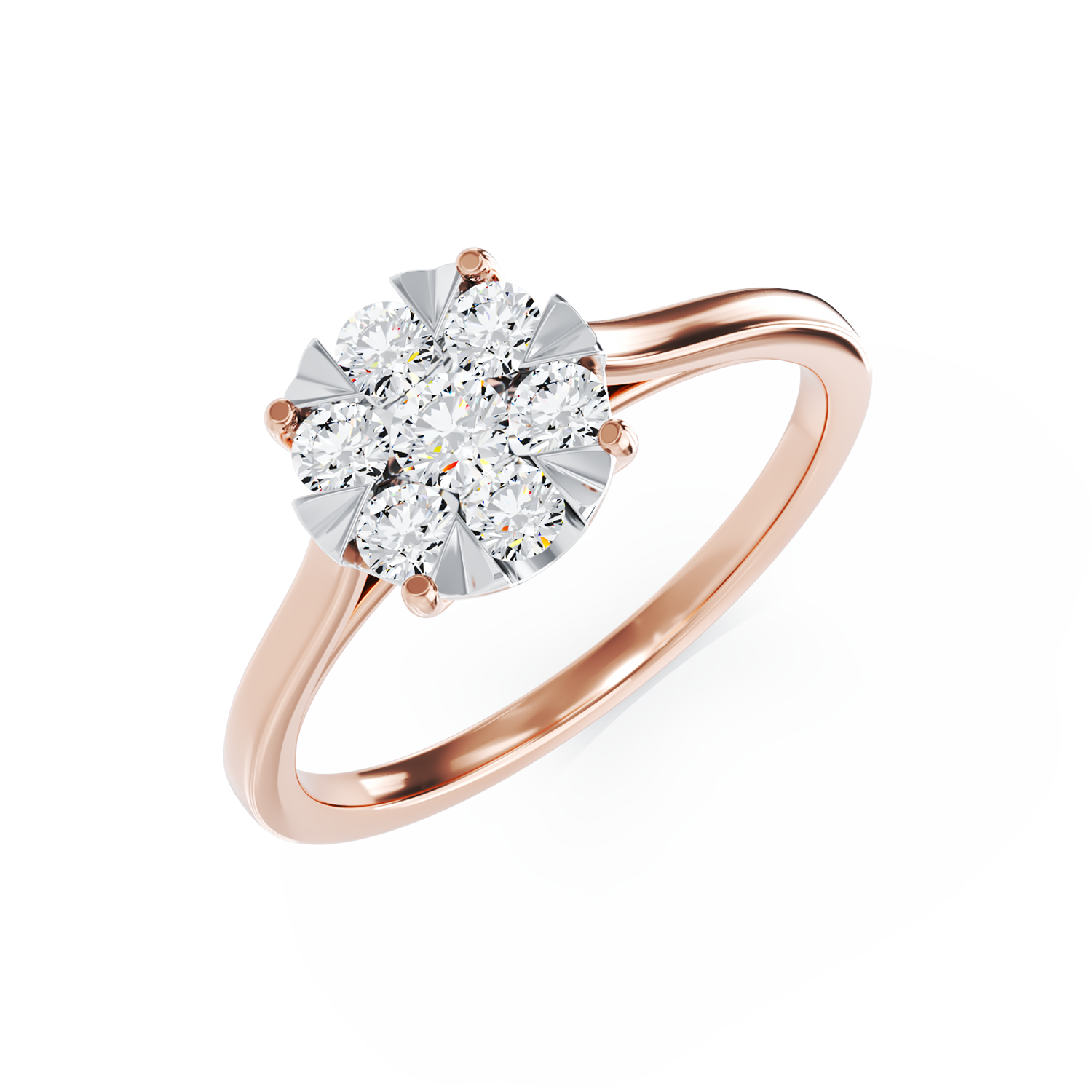 Poze Inel de logodna din aur roz de 18K cu diamante de 0.2ct