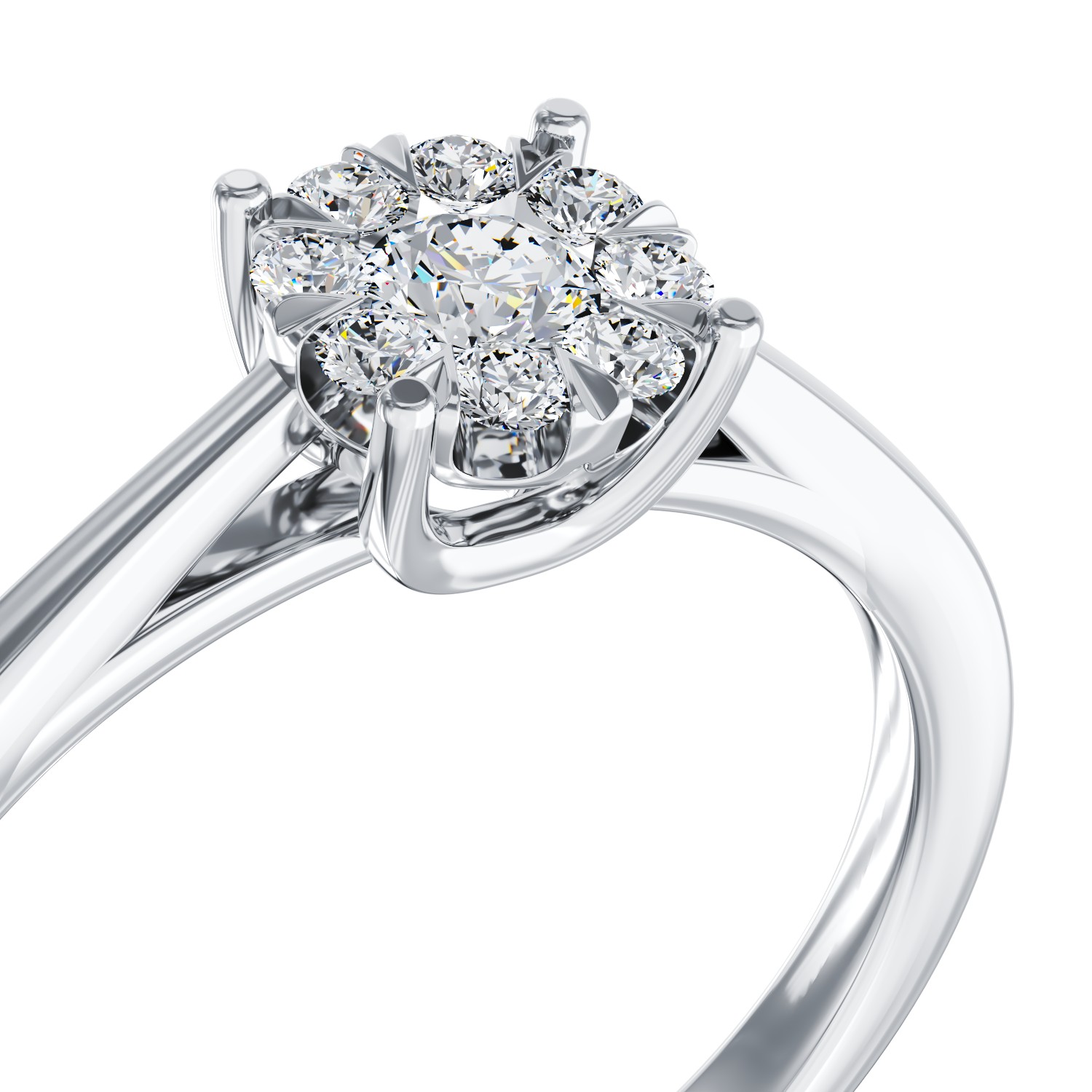 18K white gold engagement ring with diamonds of 0.15ct