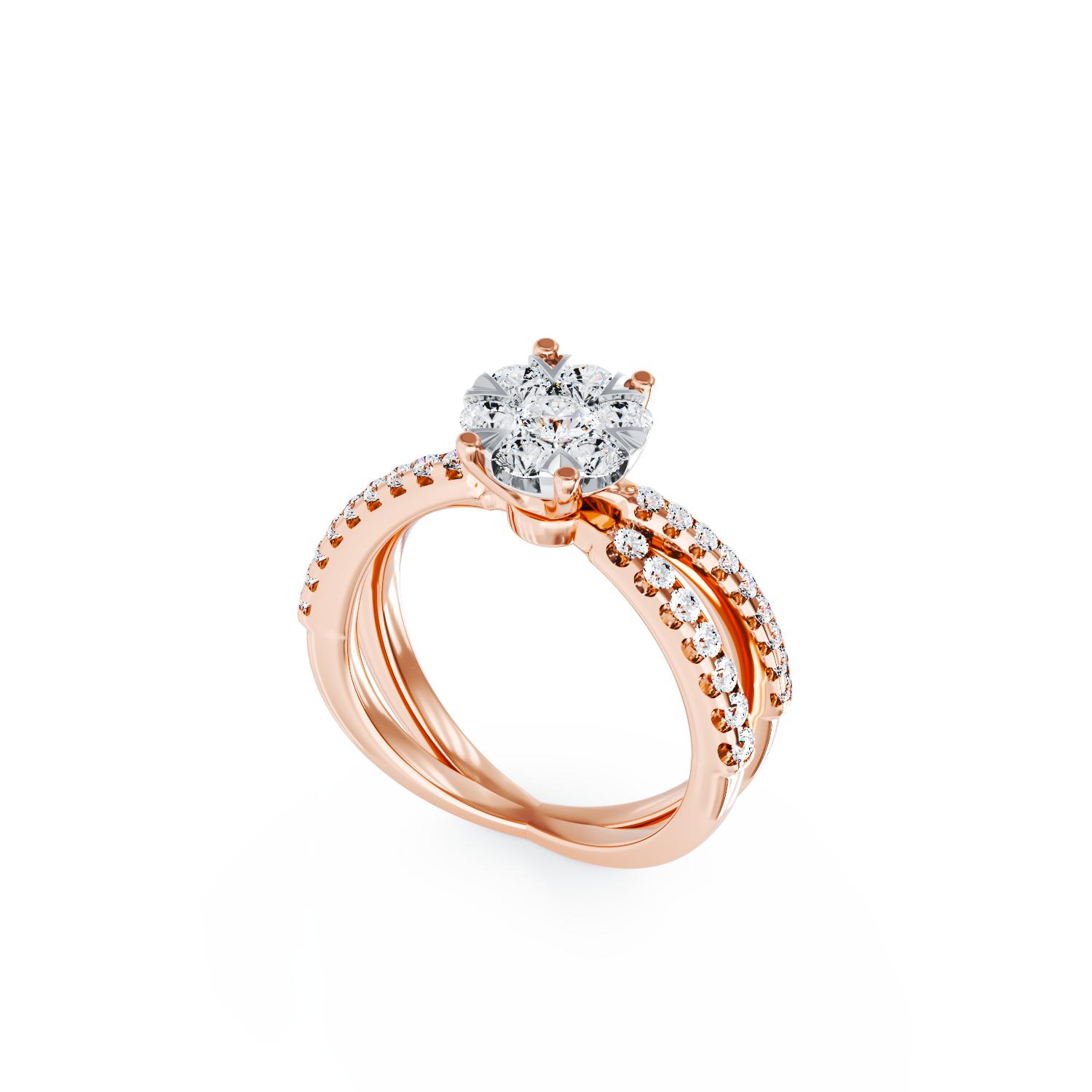 18K rose gold engagement ring with 0.6ct diamonds