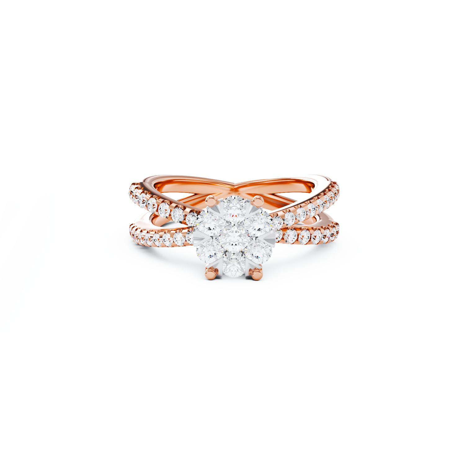 Eljegyzési gyűrű 18K-os rózsaszín aranyból 39 darab 0.6ct gyémánttal