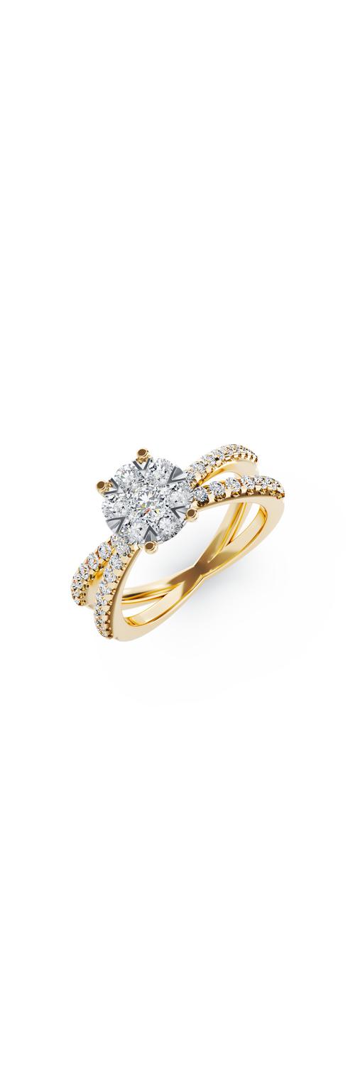 Годежен пръстен от жълто злато 18K с диаманти 0.6ct