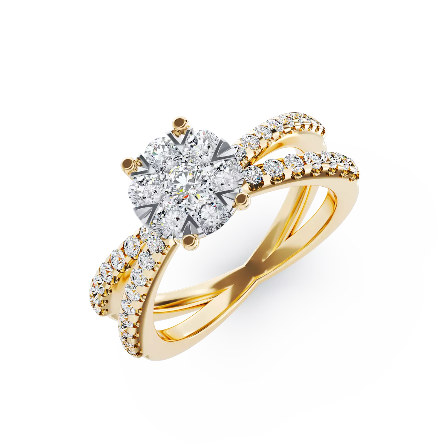 Inel de logodna din aur galben de 18K cu diamante de 0.6ct