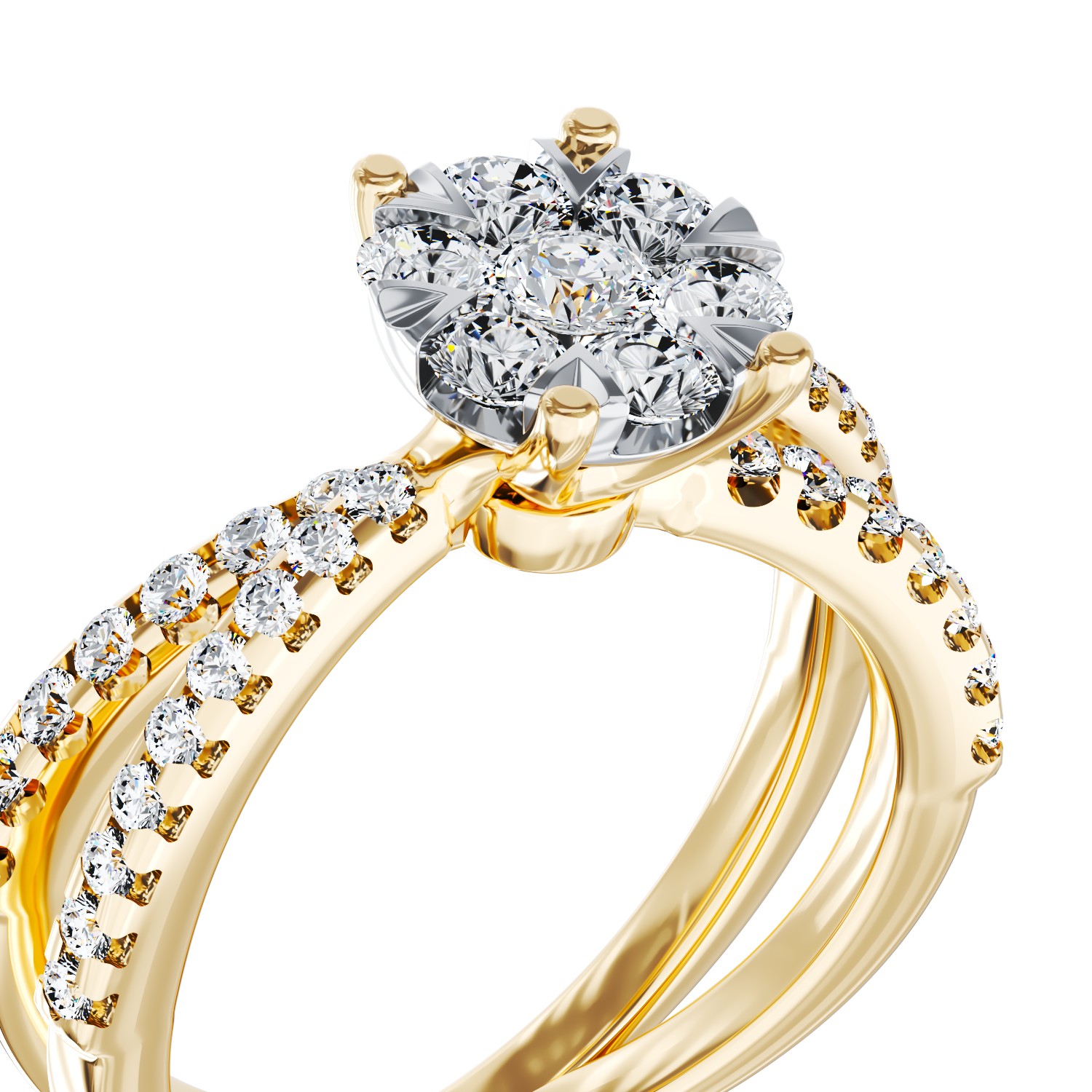 Eljegyzési gyűrű 18K-os sárga aranyból 39 darab 0,6ct gyémánttal