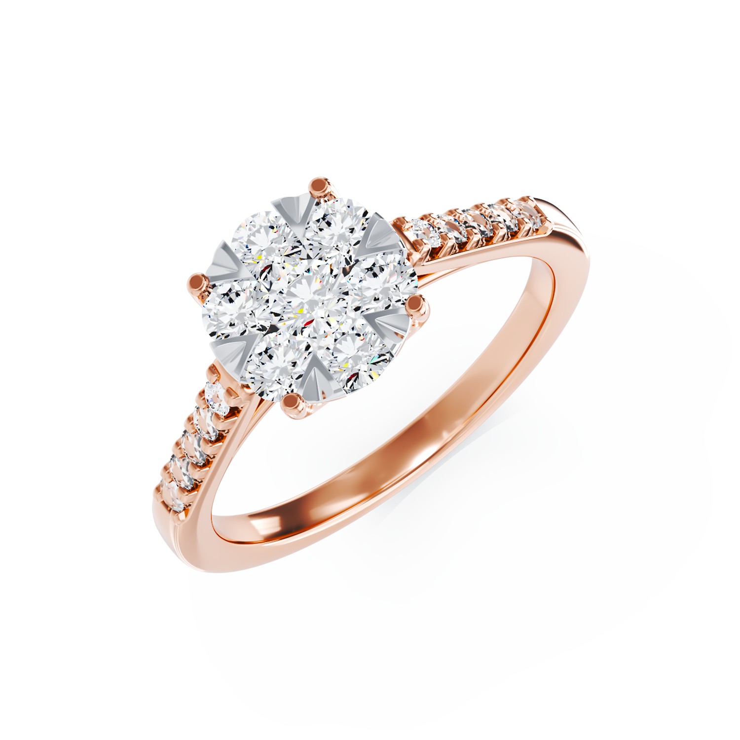 Eljegyzési gyűrű 18K-os rózsaszín aranyból 17 darab 0.5ct gyémánttal
