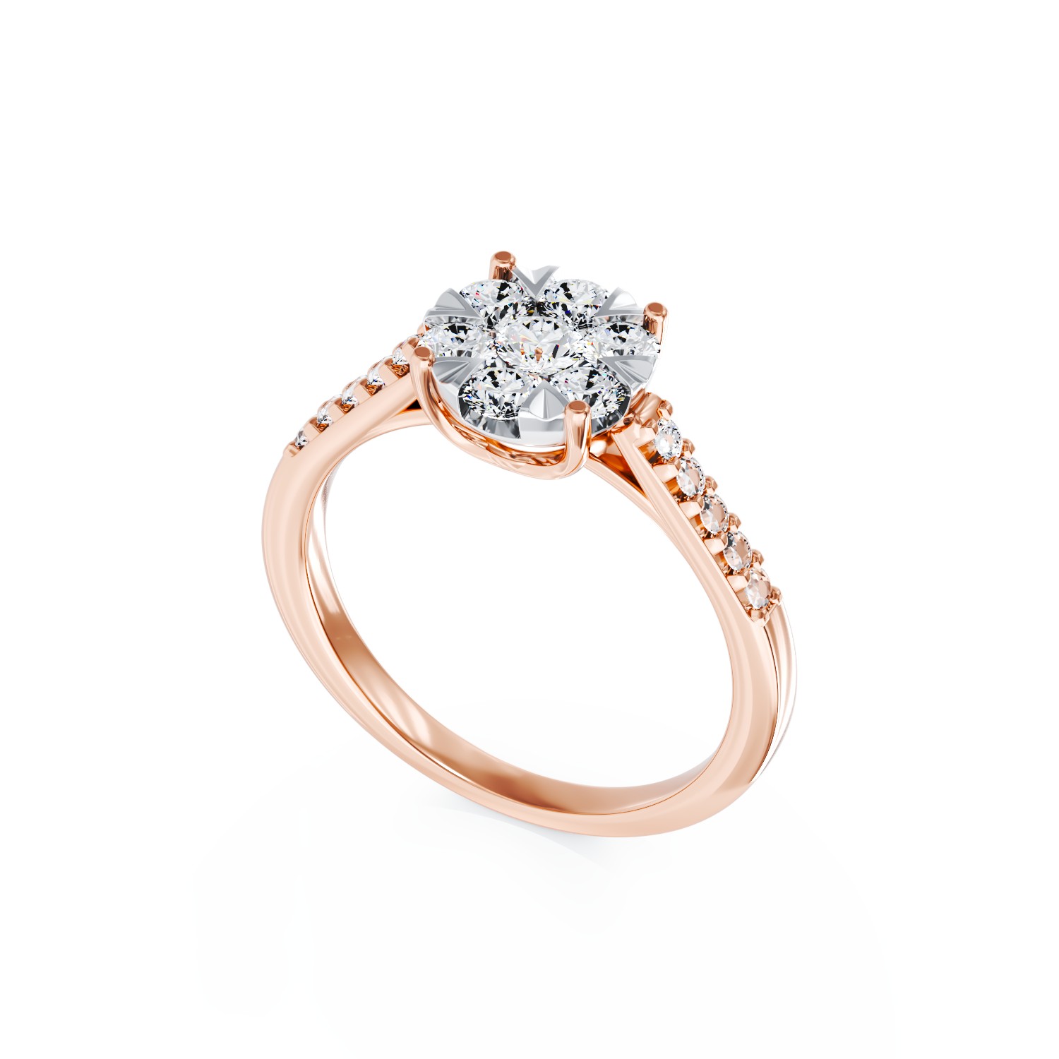 Eljegyzési gyűrű 18K-os rózsaszín aranyból 17 darab 0.5ct gyémánttal