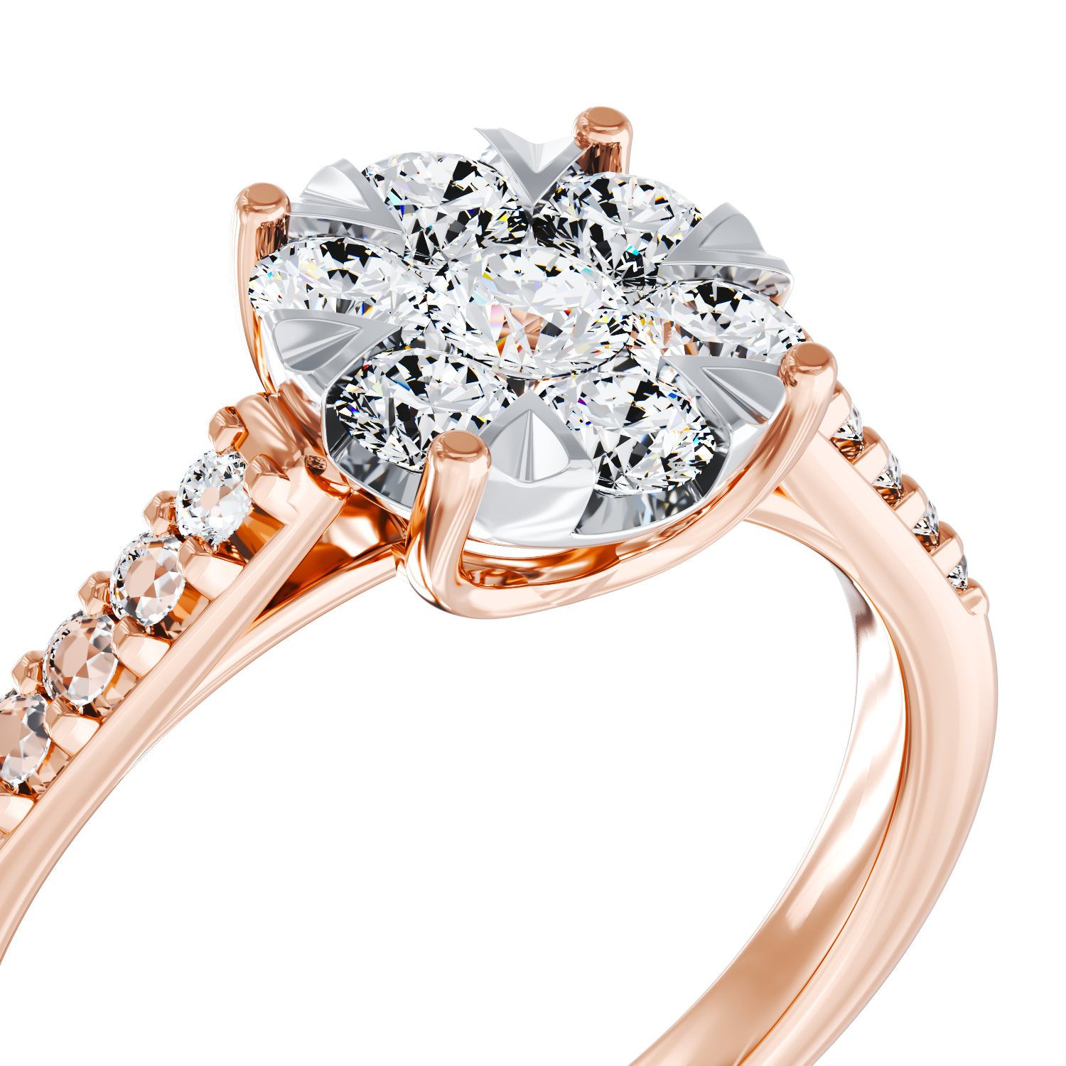 Poze Inel de logodna din aur roz de 18K cu diamante de 0.5ct
