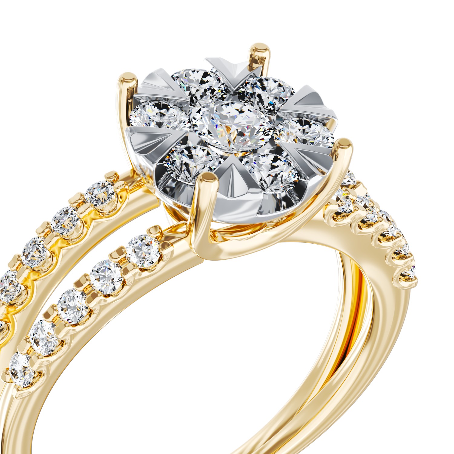 Inel de logodna din aur galben de 18K cu diamante de 1ct
