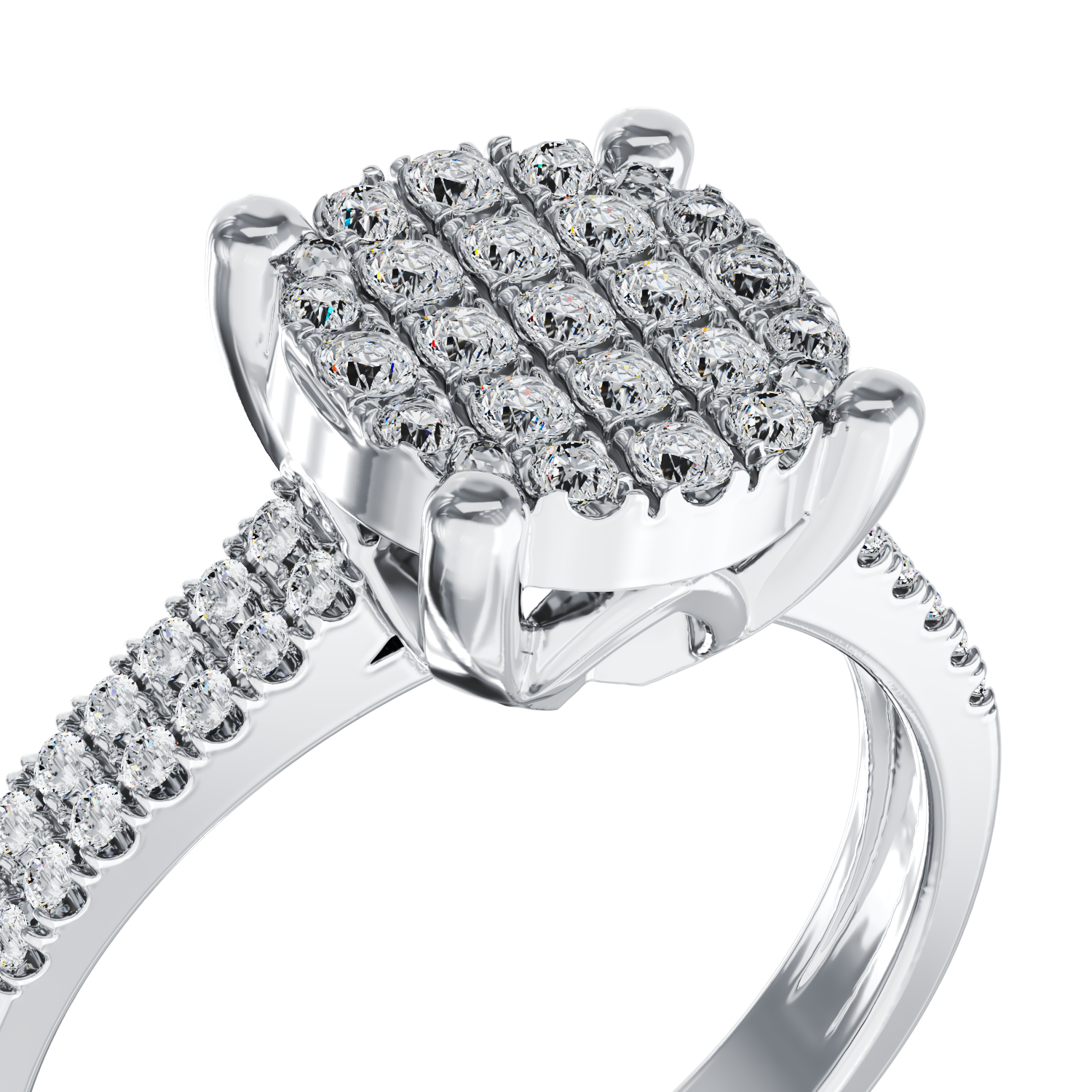 Poze Inel de logodna din aur alb de 14K cu diamante de 0.42ct
