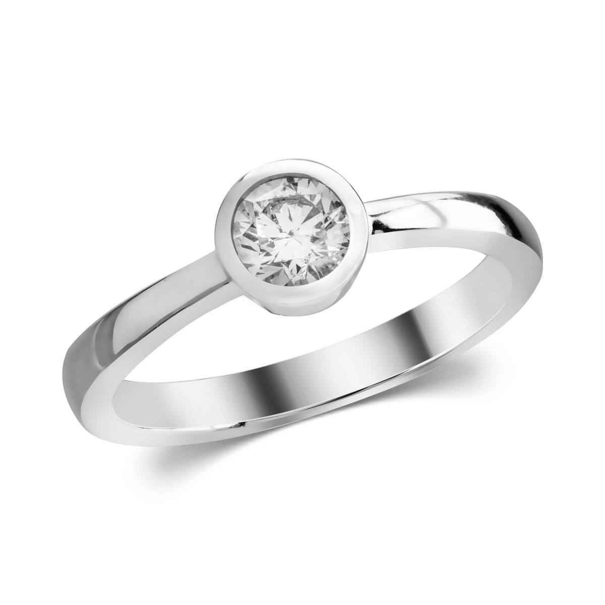 Inel de logodna din aur alb de 14K cu un diamant solitaire de 0.5ct