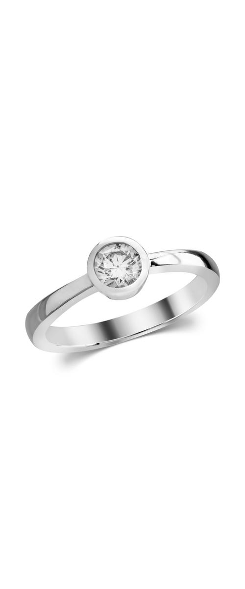 Годежен пръстен от бяло злато 14K с диамант пасианс 0.5ct