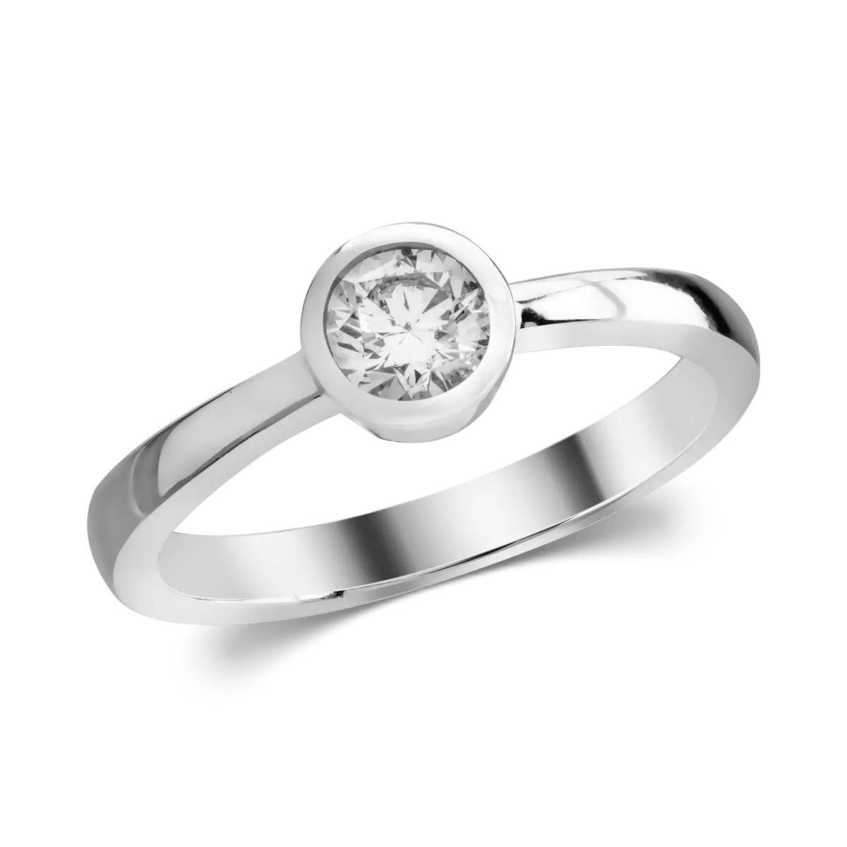 Inel de logodna din aur alb de 14K cu un diamant solitaire de 0.5ct