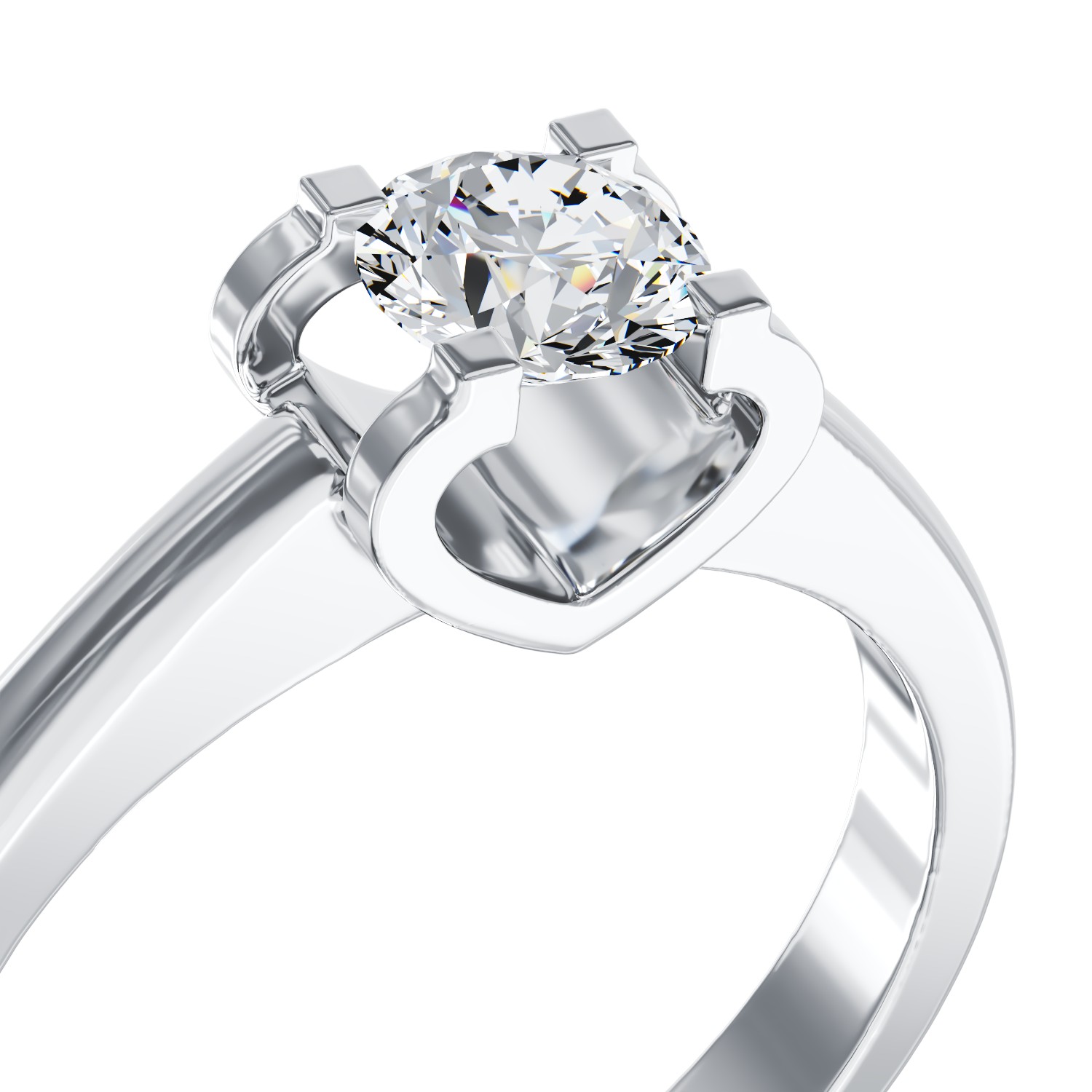 Inel de logodna din aur alb de 18K cu diamant de 0.17ct