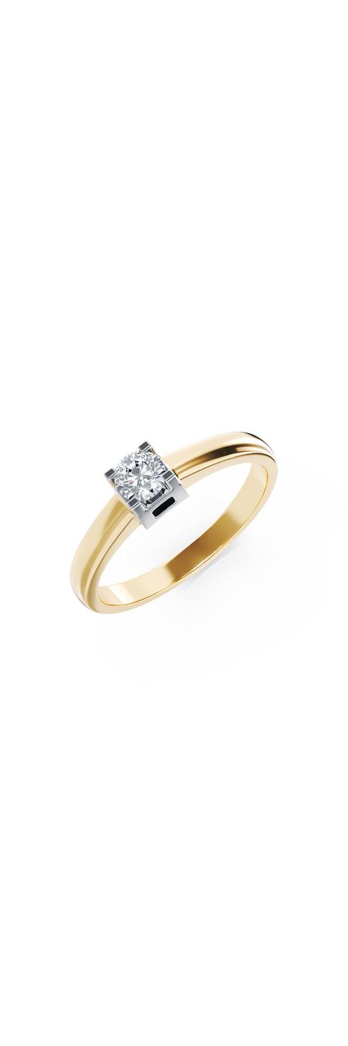 Inel de logodna din aur galben de 18K cu diamant solitaire de 0.14ct