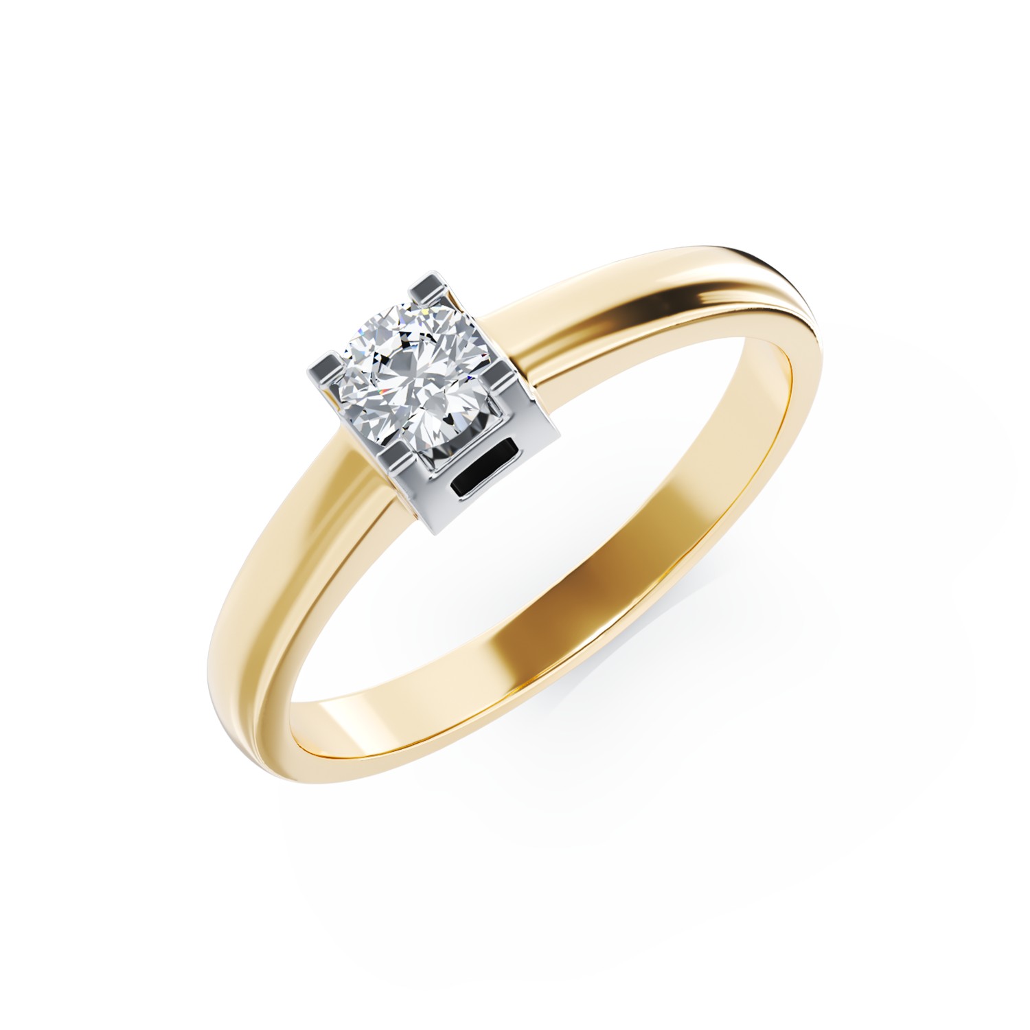Годежен пръстен от 18K жълто злато с диамант пасианс 0.14ct