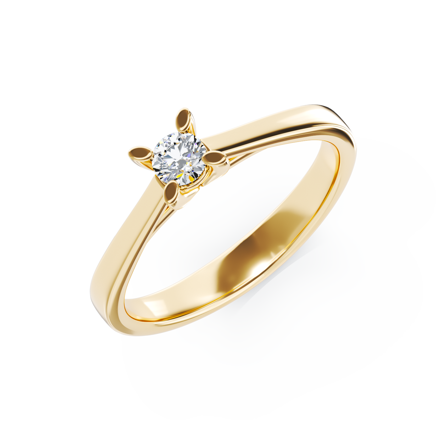 Poze Inel de logodna din aur galben de 18K cu un diamant solitaire de 0.1ct