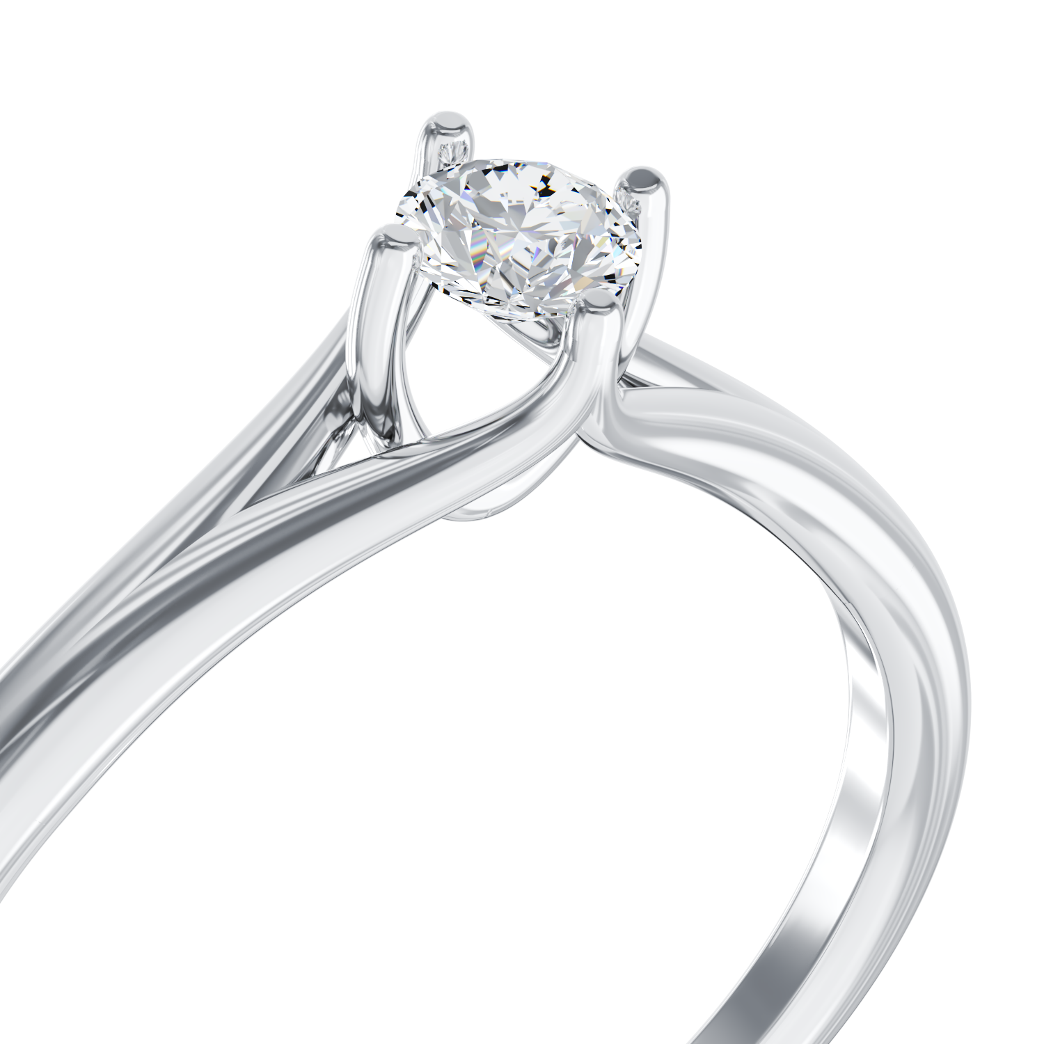 Poze Inel de logodna din aur alb de 18K cu un diamant solitaire de 0.1ct