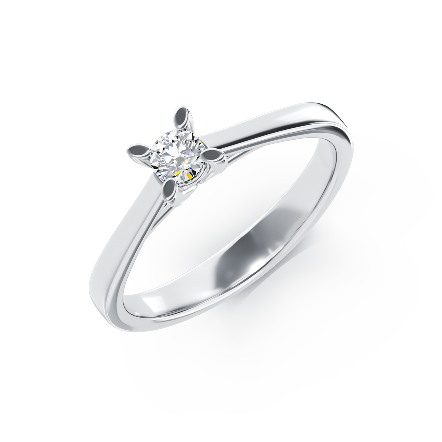 Inel de logodna din aur alb de 18K cu un diamant solitaire de 0.1ct