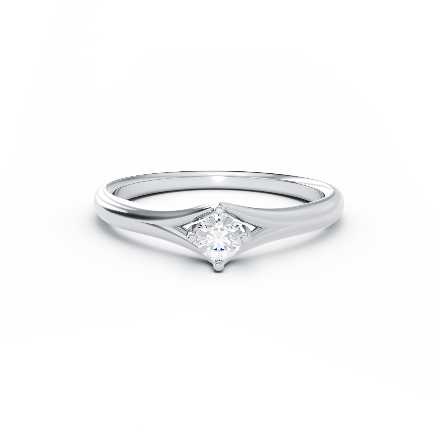 Eljegyzési gyűrű 18K-os fehér aranyból egy 0,1ct solitaire gyémánttal
