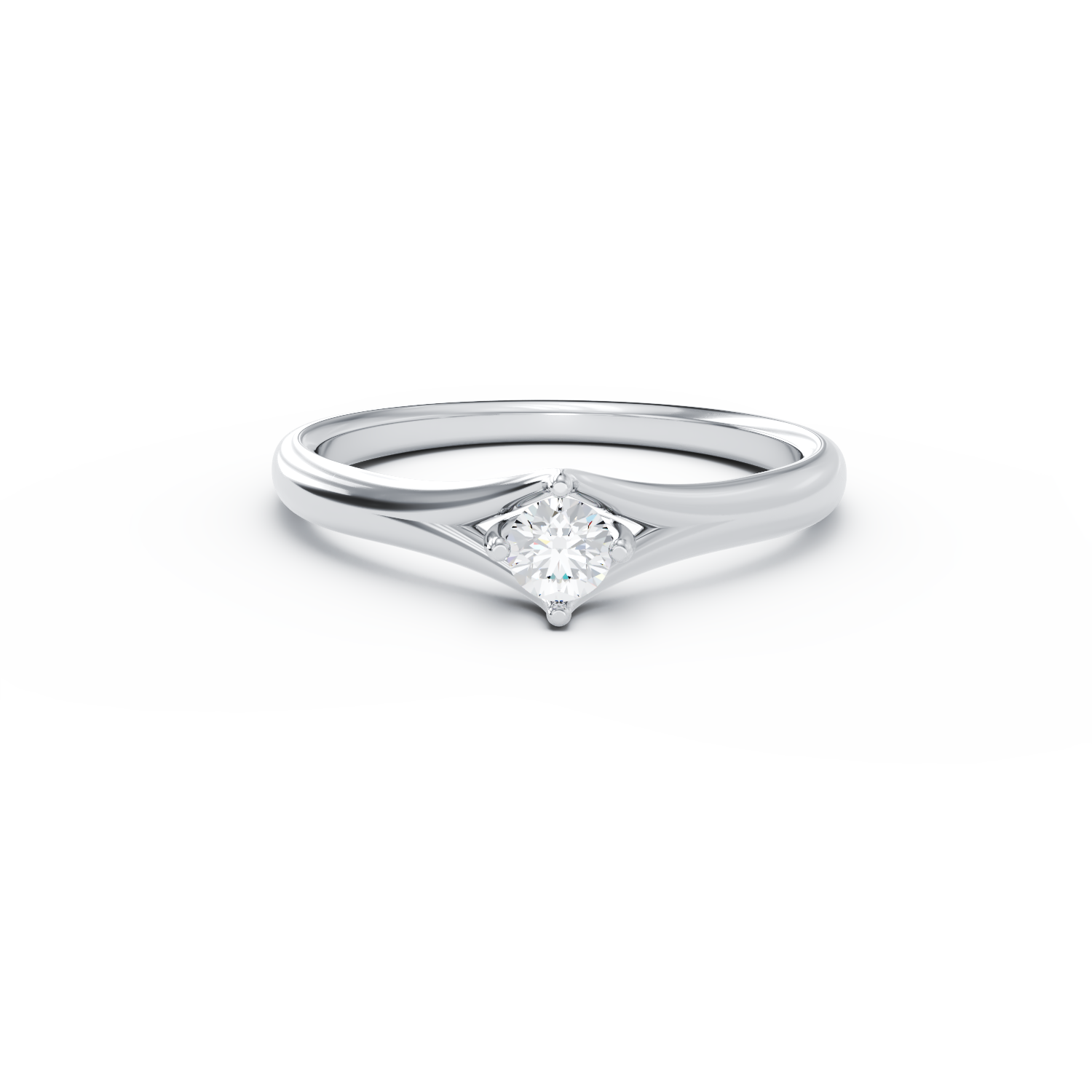 Poze Inel de logodna din aur alb de 18K cu un diamant solitaire de 0.25ct