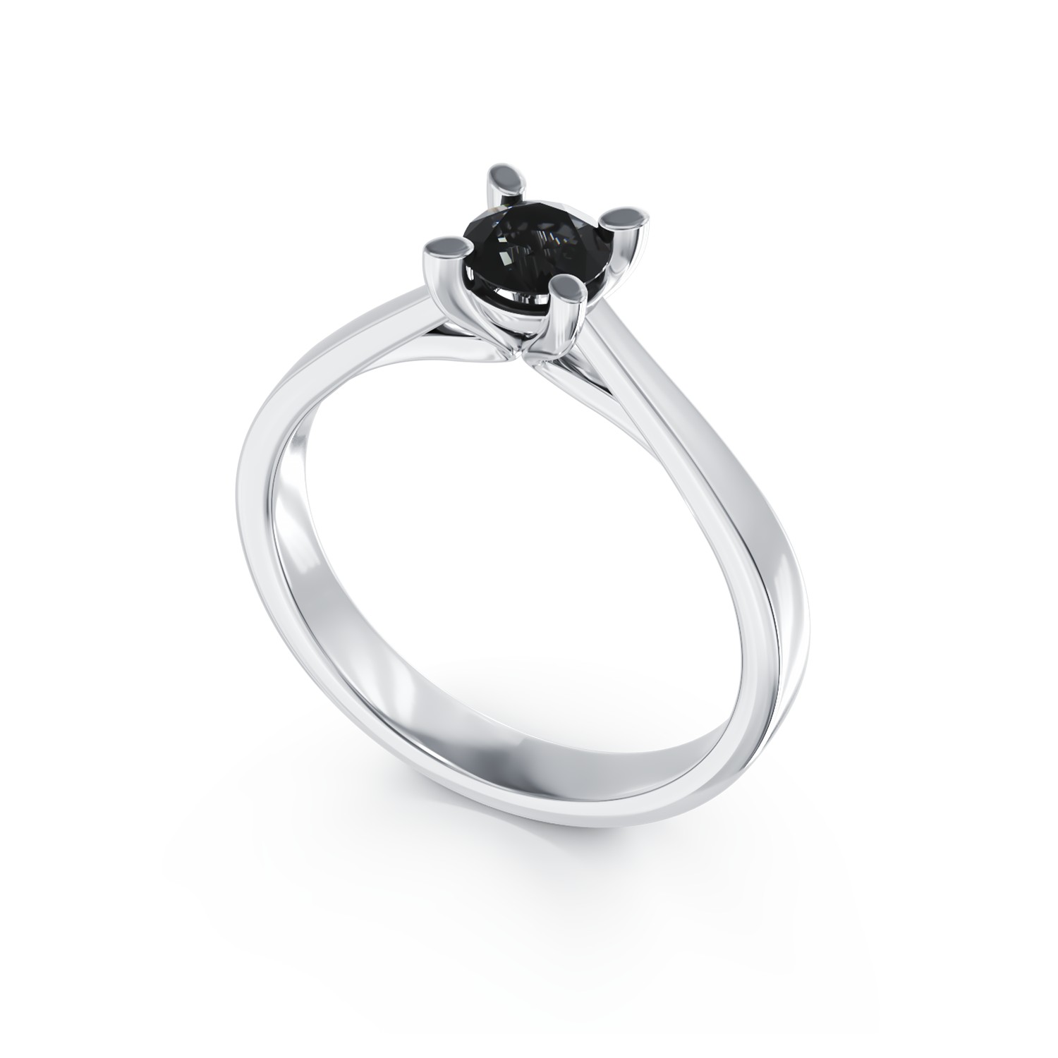 Eljegyzési gyűrű 18K-os fehér aranyból 0,4ct fekete gyémánttal. Gramm: 2,4