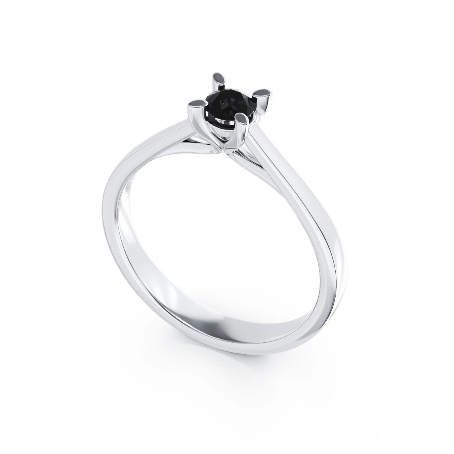 Eljegyzési gyűrű 18K-os fehér aranyból 0,2ct fekete gyémánttal.