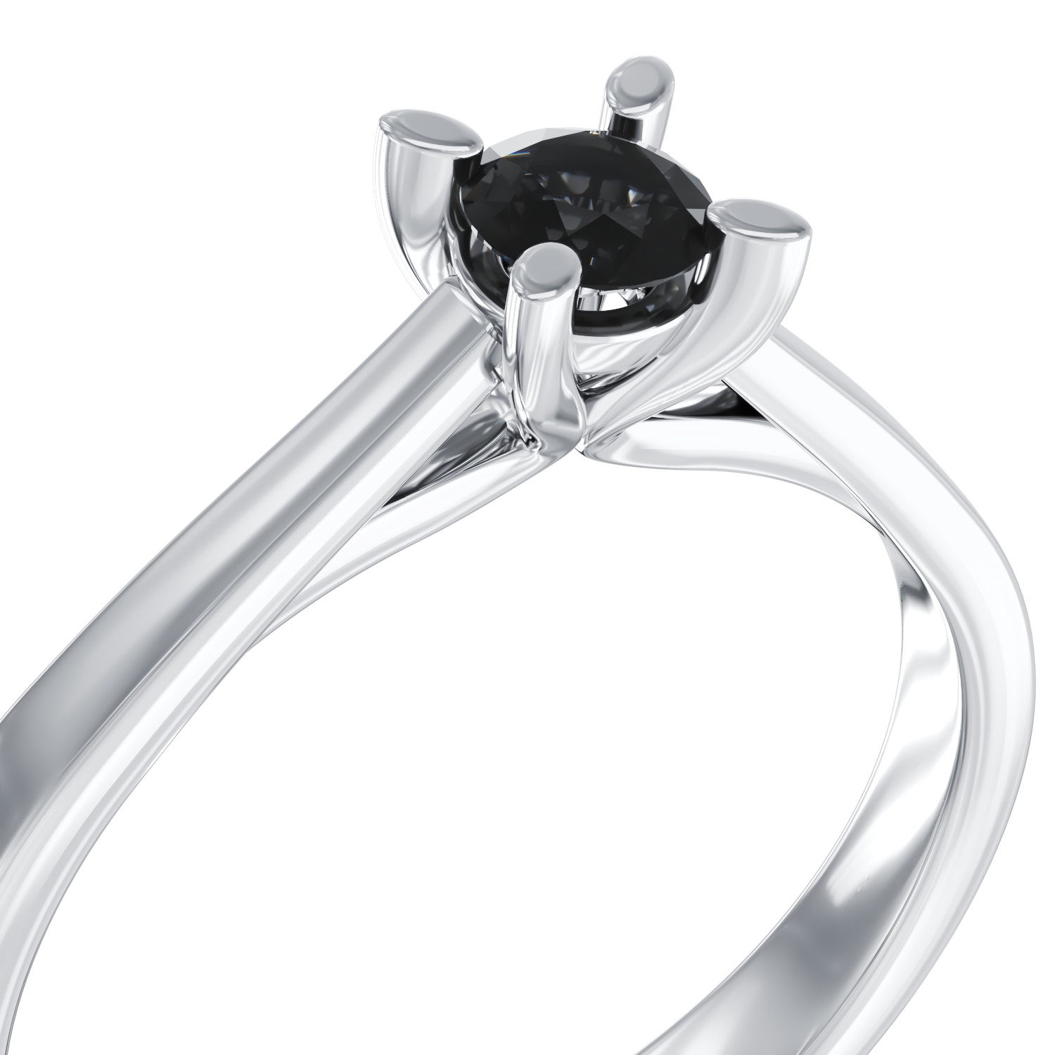 Eljegyzési gyűrű 18K-os fehér aranyból 0,2ct fekete gyémánttal.