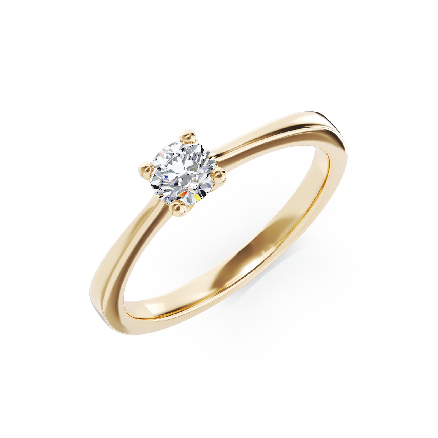 Inel de logodna din aur galben de 18K cu diamant de 0.3ct