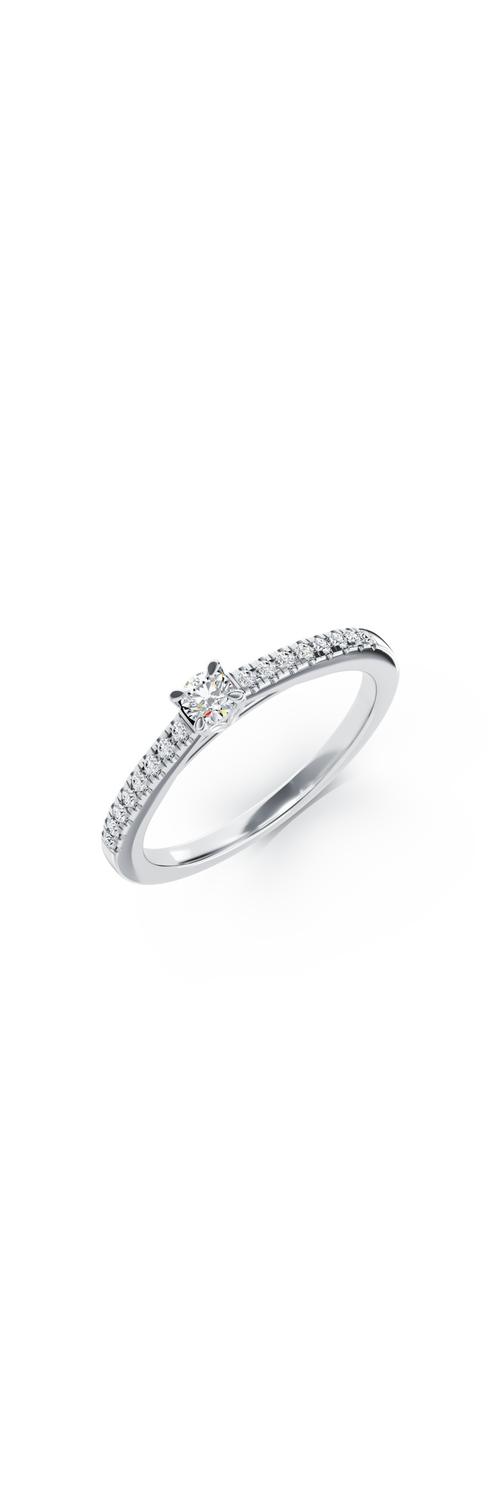 Годежен пръстен от 18K бяло злато с 0.19ct диамант и 0.195ct диаманти