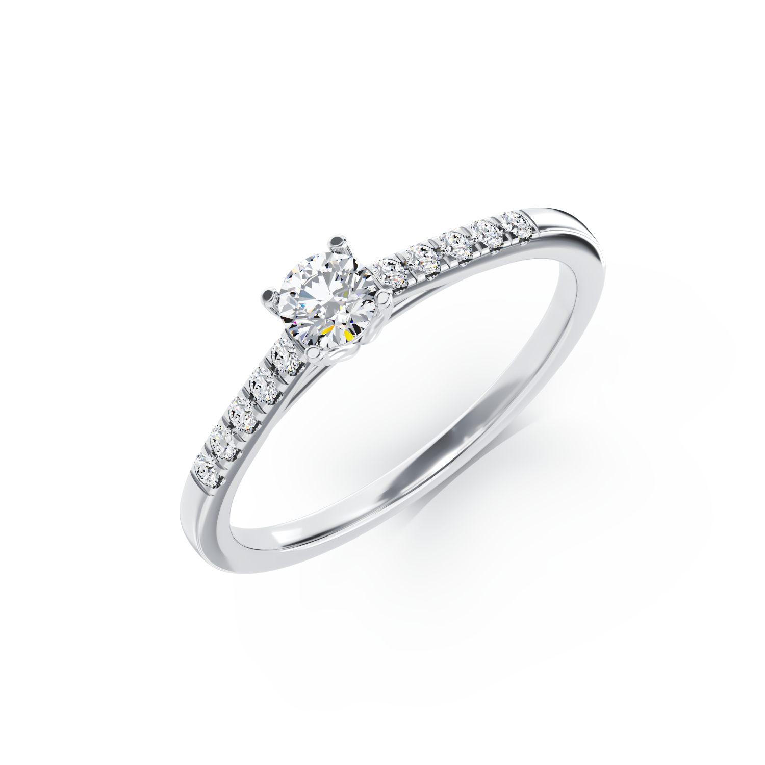 Poze Inel de logodna din aur alb de 18K cu diamant de 0.4ct si diamante de 0.14ct