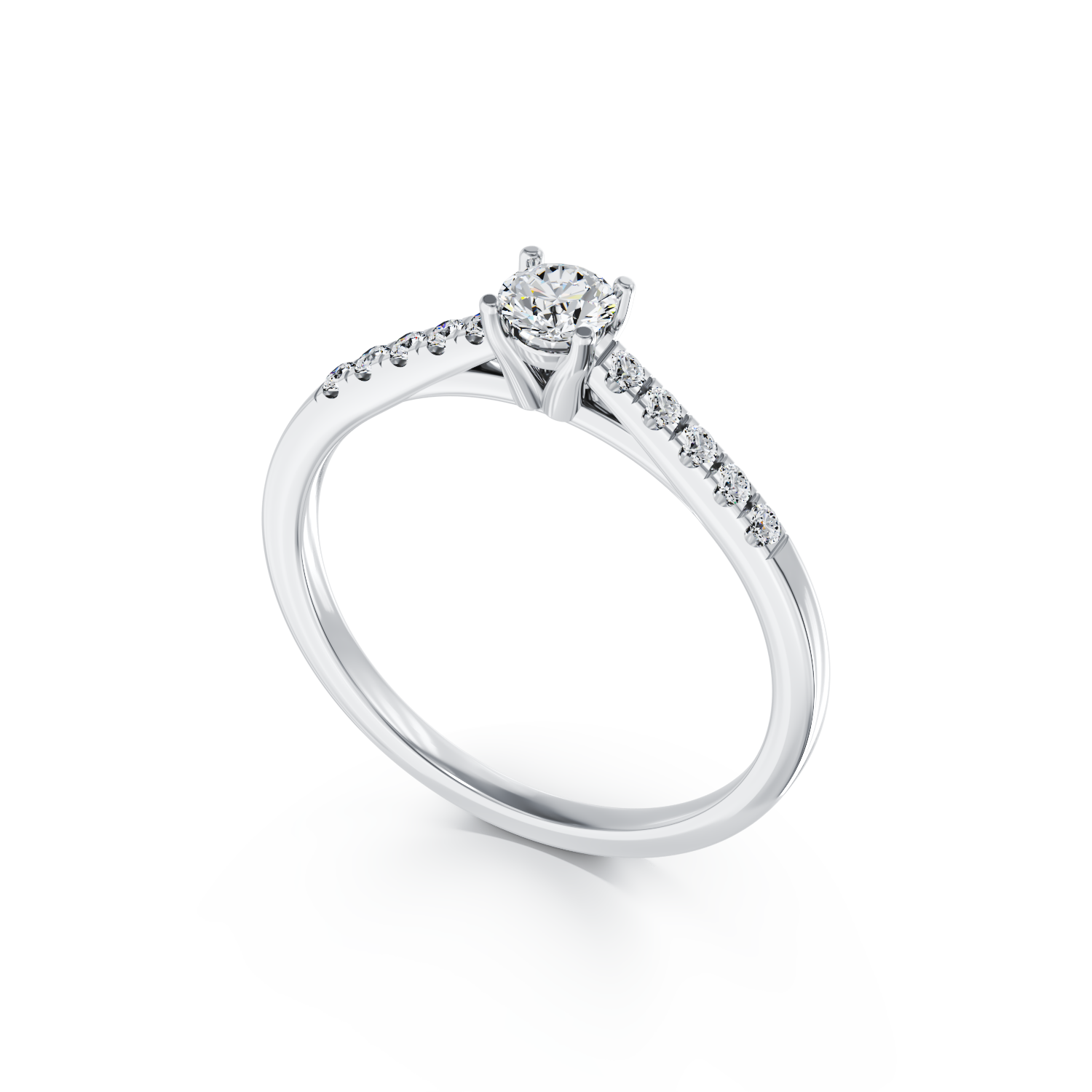 Poze Inel de logodna din aur alb de 18K cu diamant de 0.4ct si diamante de 0.14ct