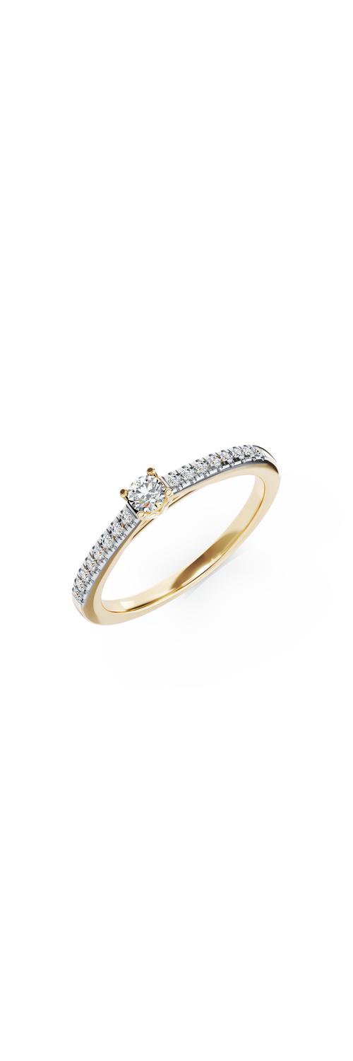 Годежен пръстен от 18K жълто злато с 0.2ct диамант и 0.19ct диаманти